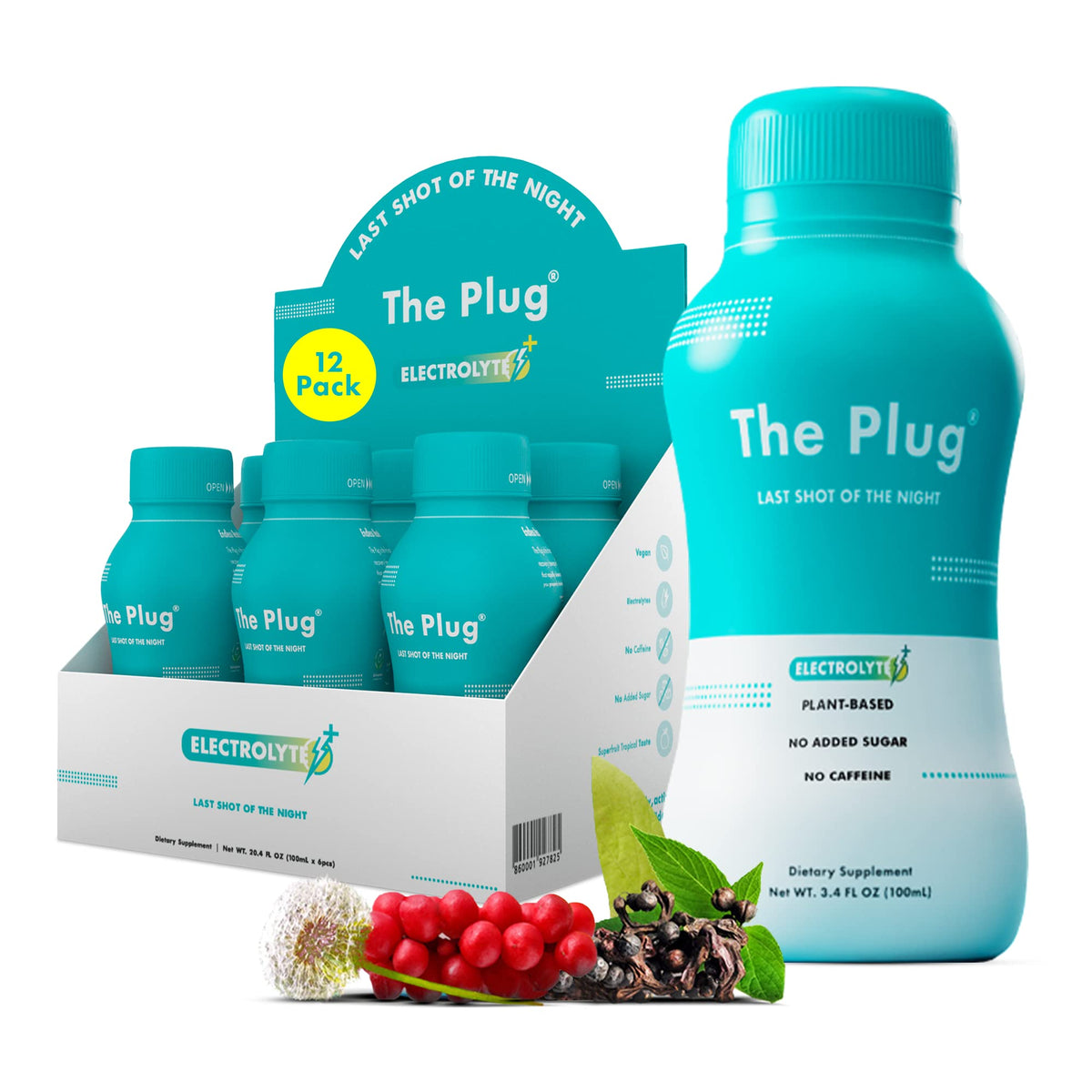 The Plug Liver Cleanse bottle front shows the organic herbal blend for daily hydration.