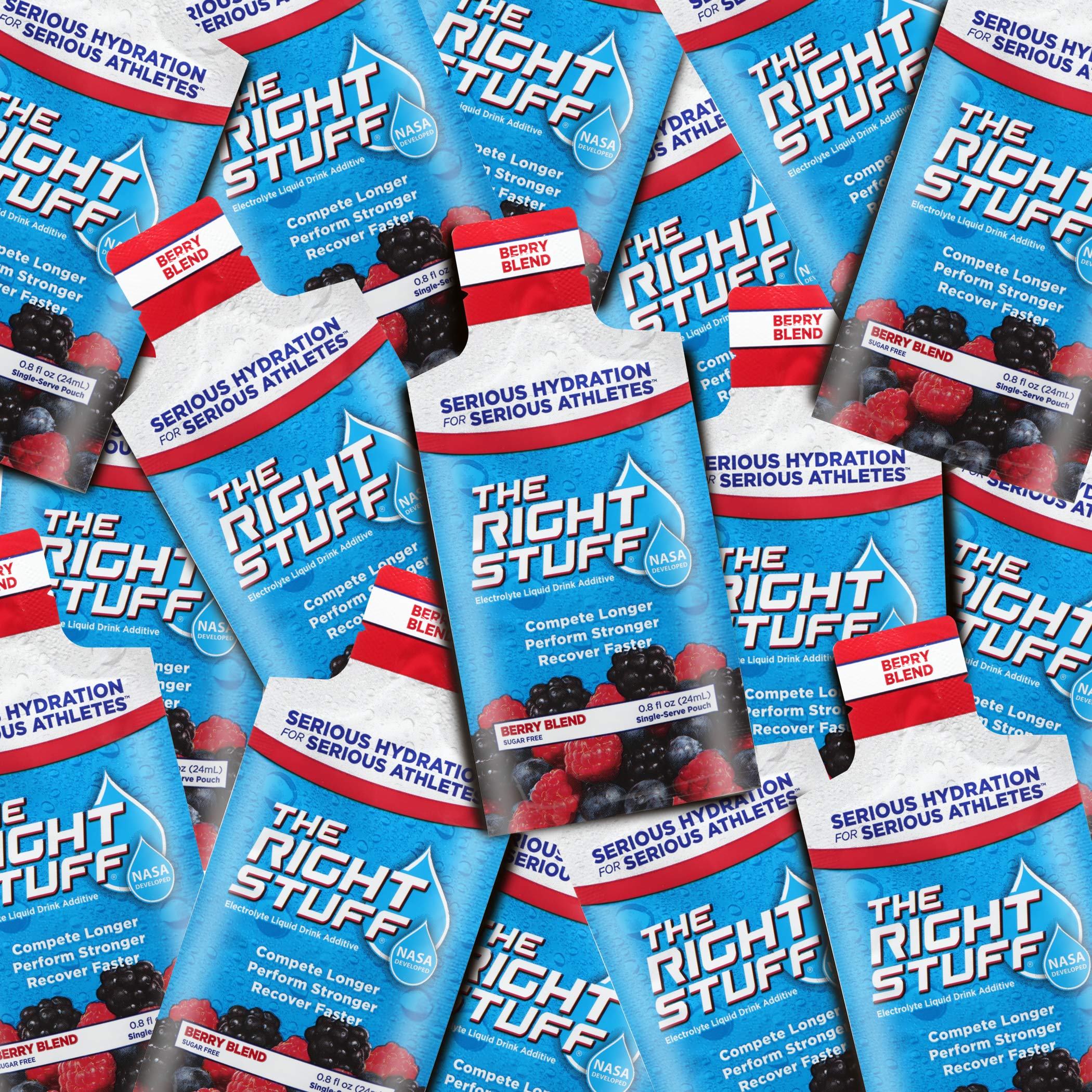 The Right Stuff Berry Blend glass dissolves quickly for post-exercise refreshment.