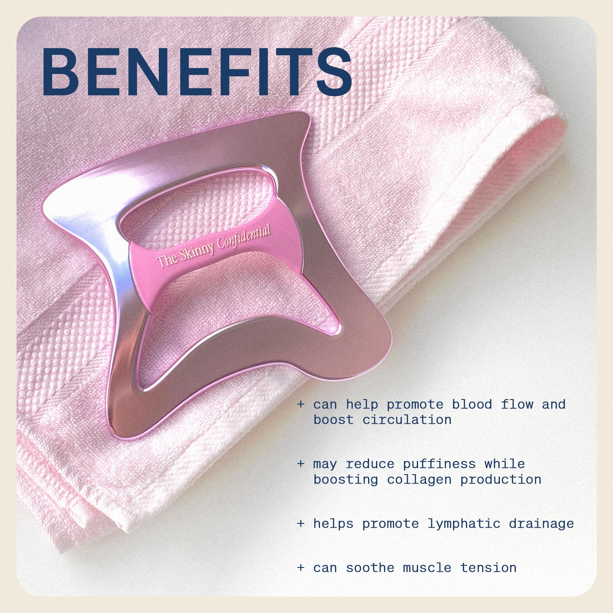 The Skinny Confidential Le Spoon glide promotes lymphatic drainage and contouring.
