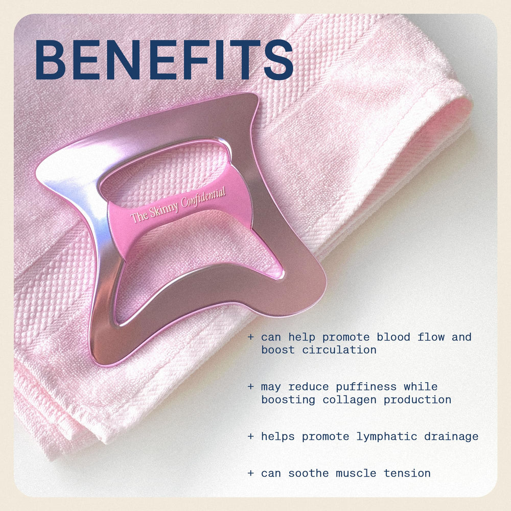 The Skinny Confidential Le Spoon glide promotes lymphatic drainage and contouring.