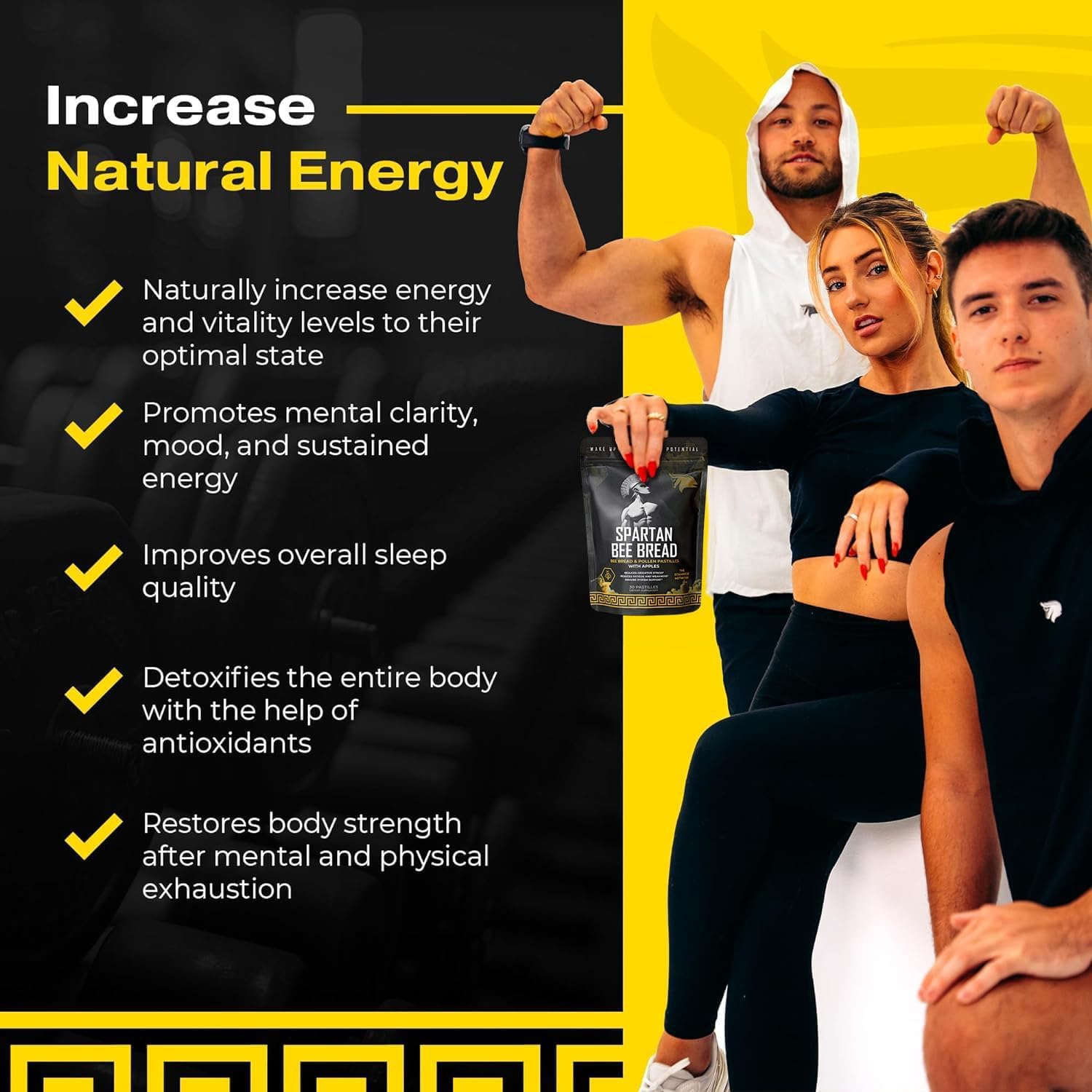 Spartan Bee Bread Chewables tablet close-up highlighting convenient daily nutrition.