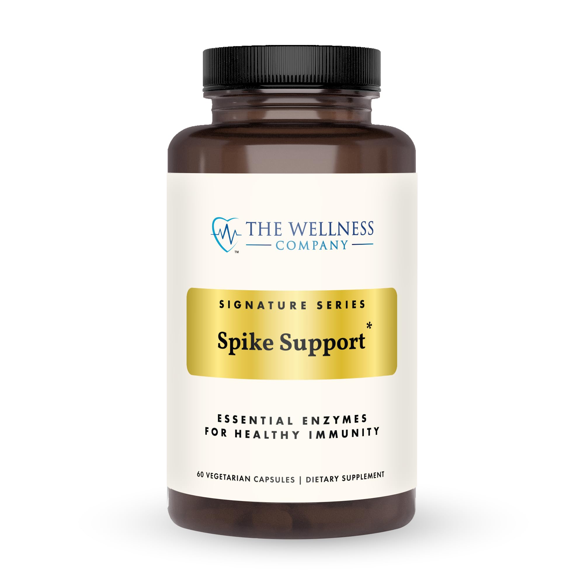 The Wellness Company Spike Support bottle label shows detox and immune support potential.