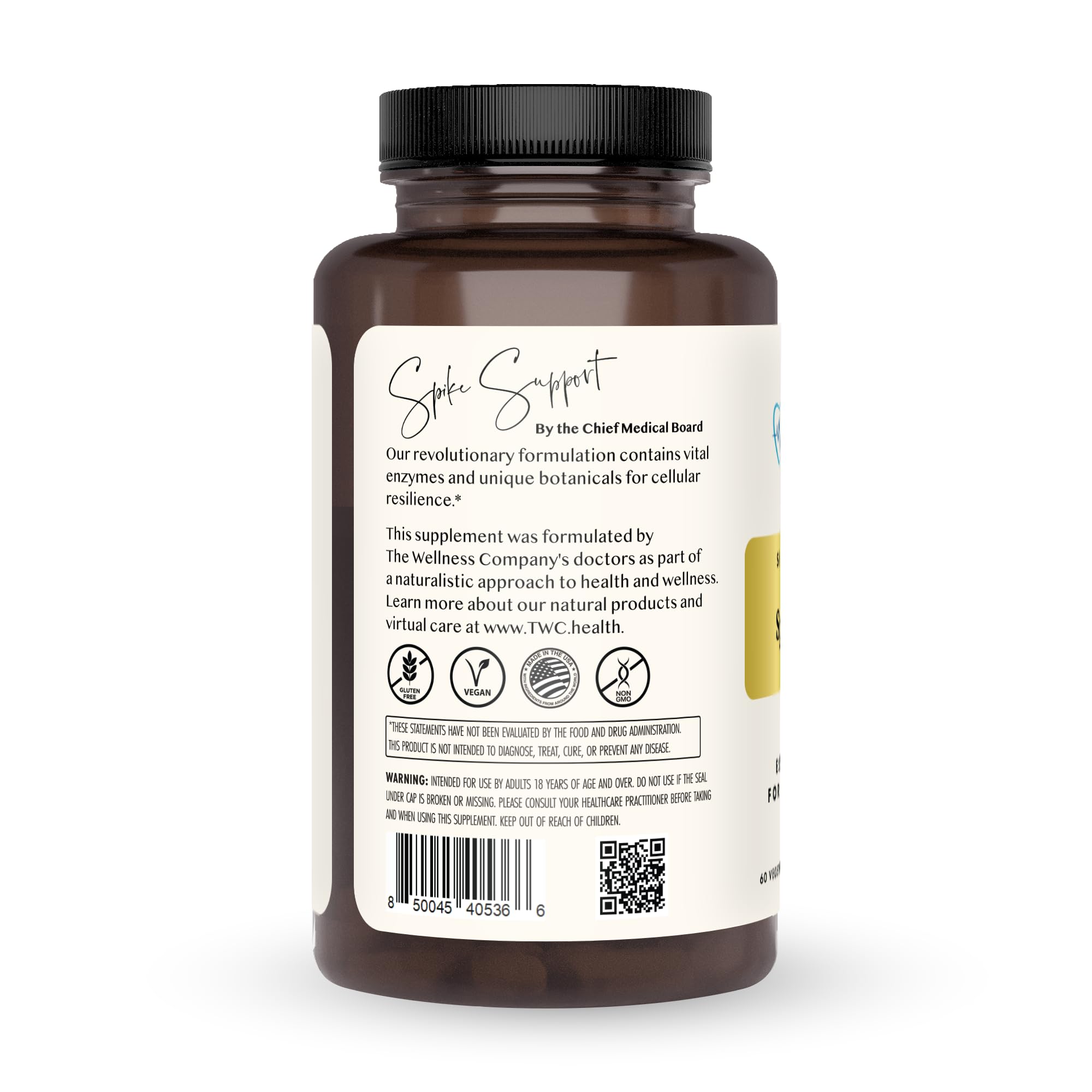 Spike Support capsules closeup highlights two-capsule daily dose for easy use.