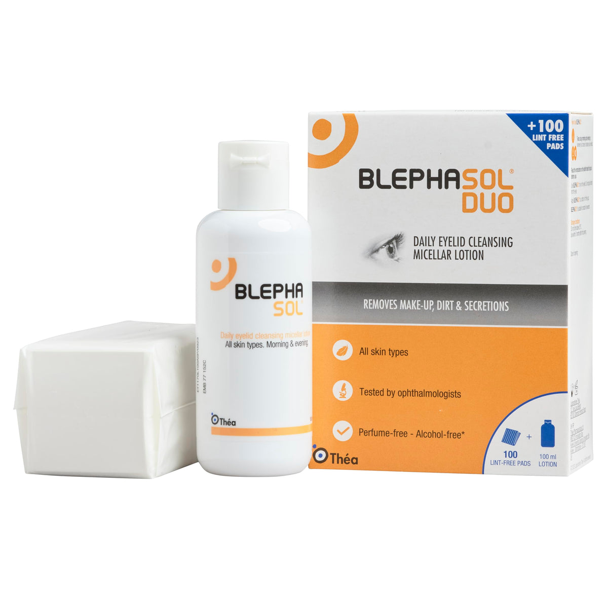 THEA PHARMA Blephasol Duo bottle close-up for gentle eyelid cleansing