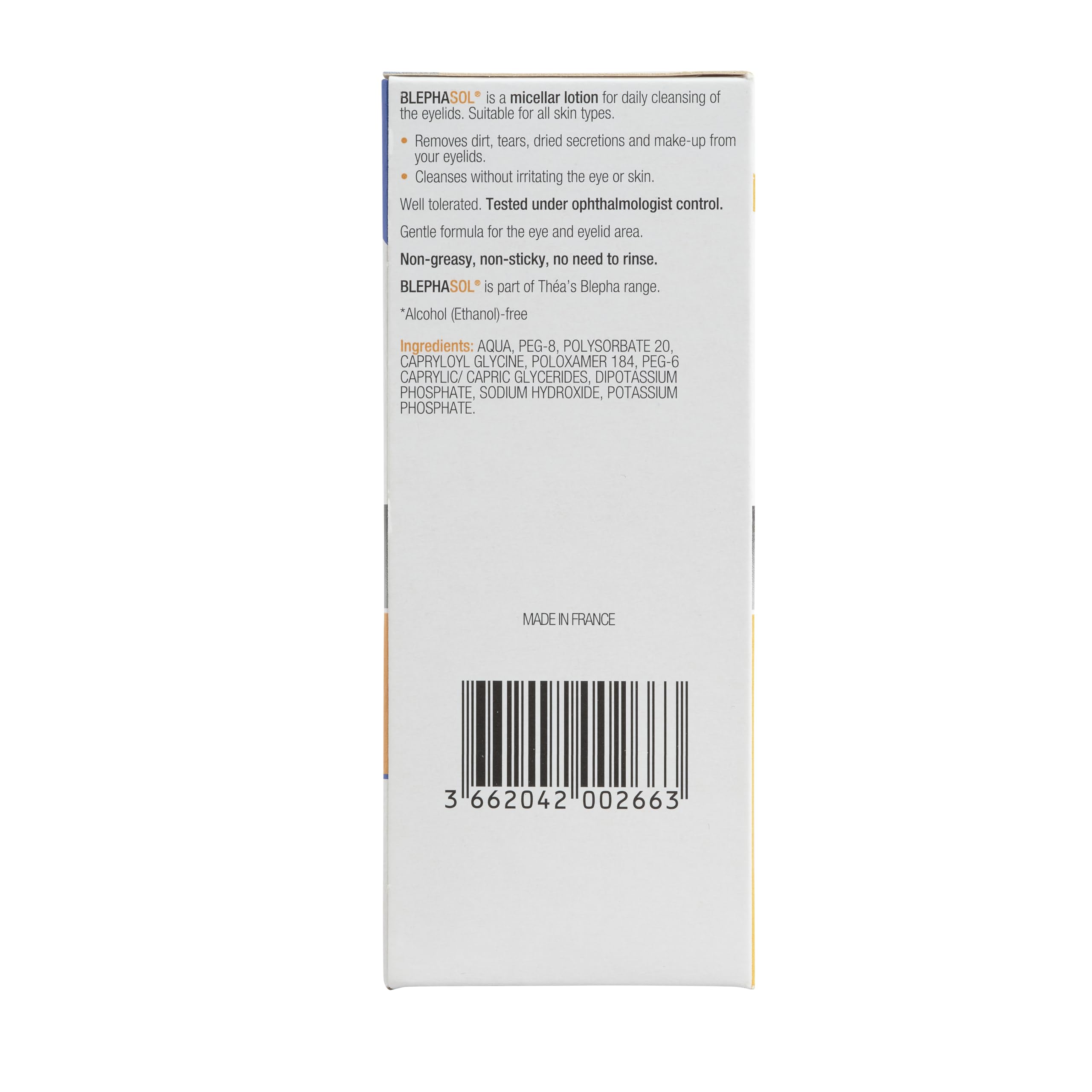 In-use scene showing Blephasol Duo for daily eyelid cleansing