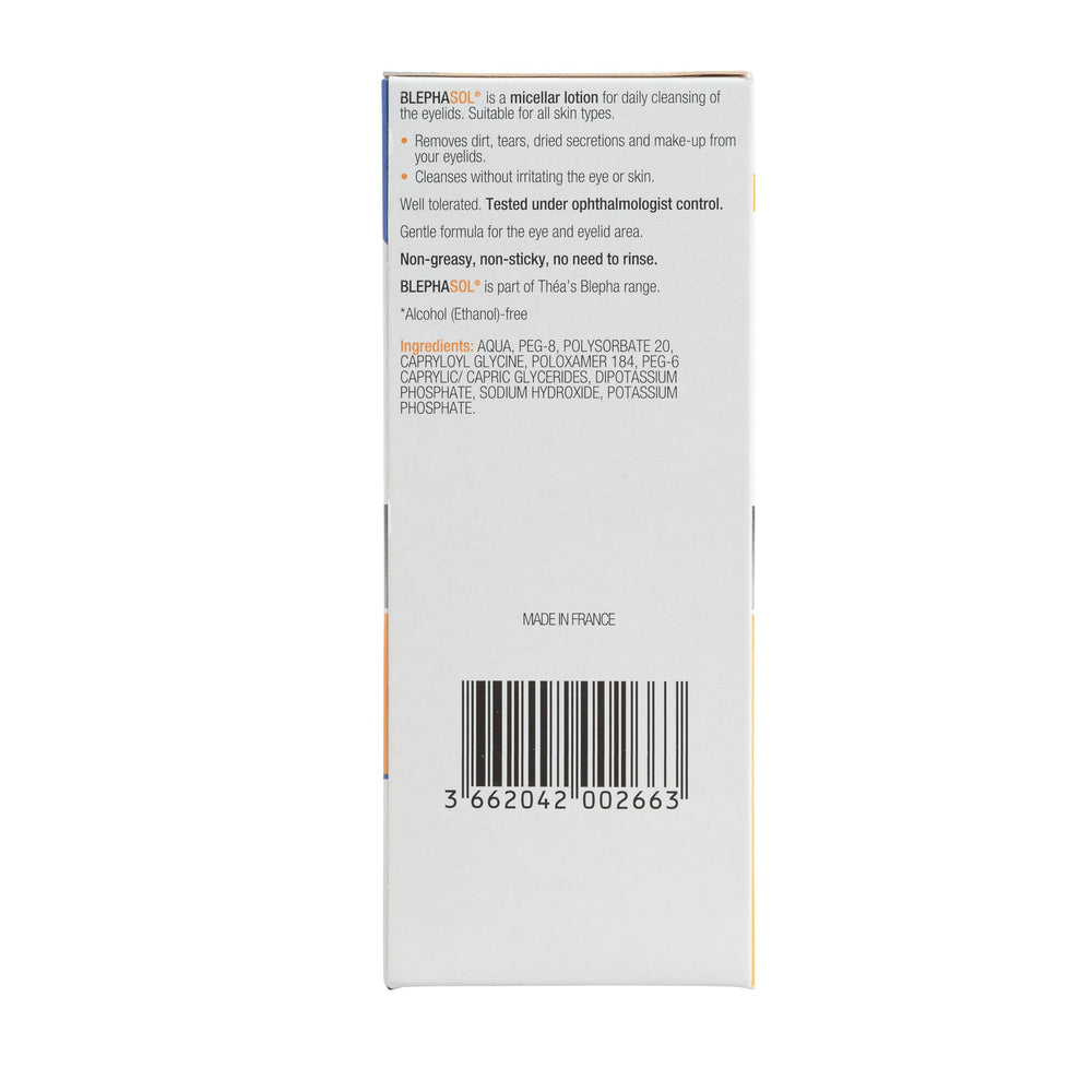 In-use scene showing Blephasol Duo for daily eyelid cleansing