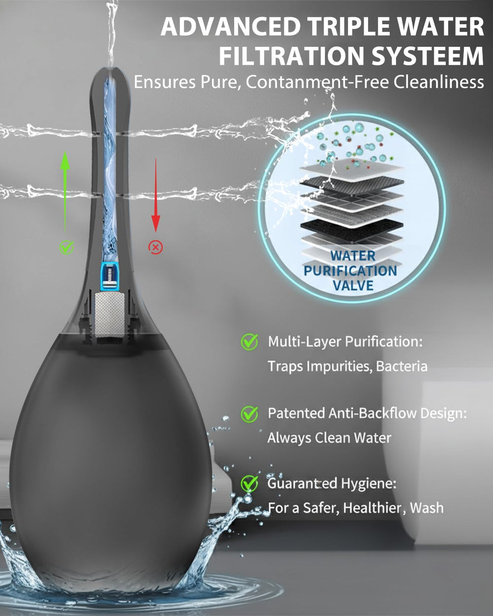 TheClover seven-spray nozzles provide 360° coverage for thorough cleaning.