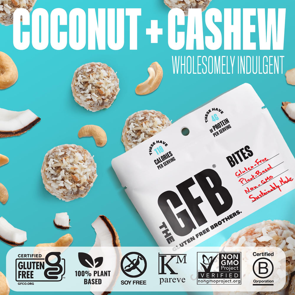 Assorted bags emphasize gluten-free, vegan, non-GMO features.