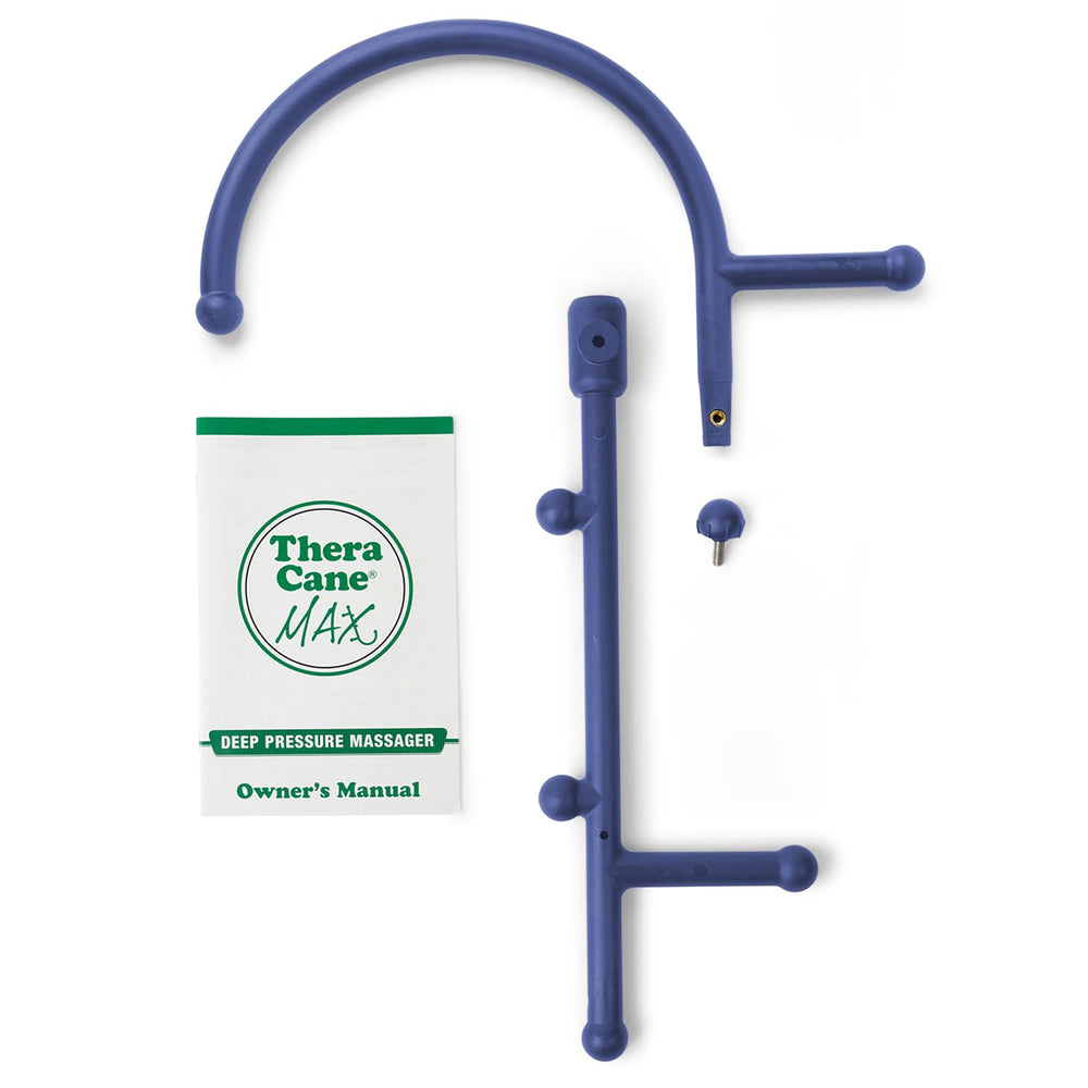 Thera Cane MAX blue side view for targeted muscle relief.