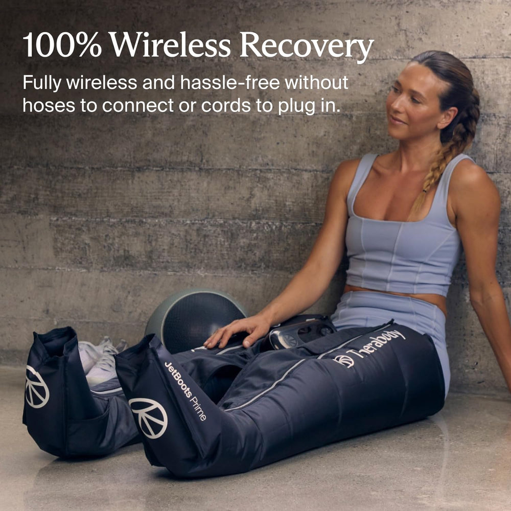 Therabody JetBoots Prime TruGrade technology providing precise leg compression.
