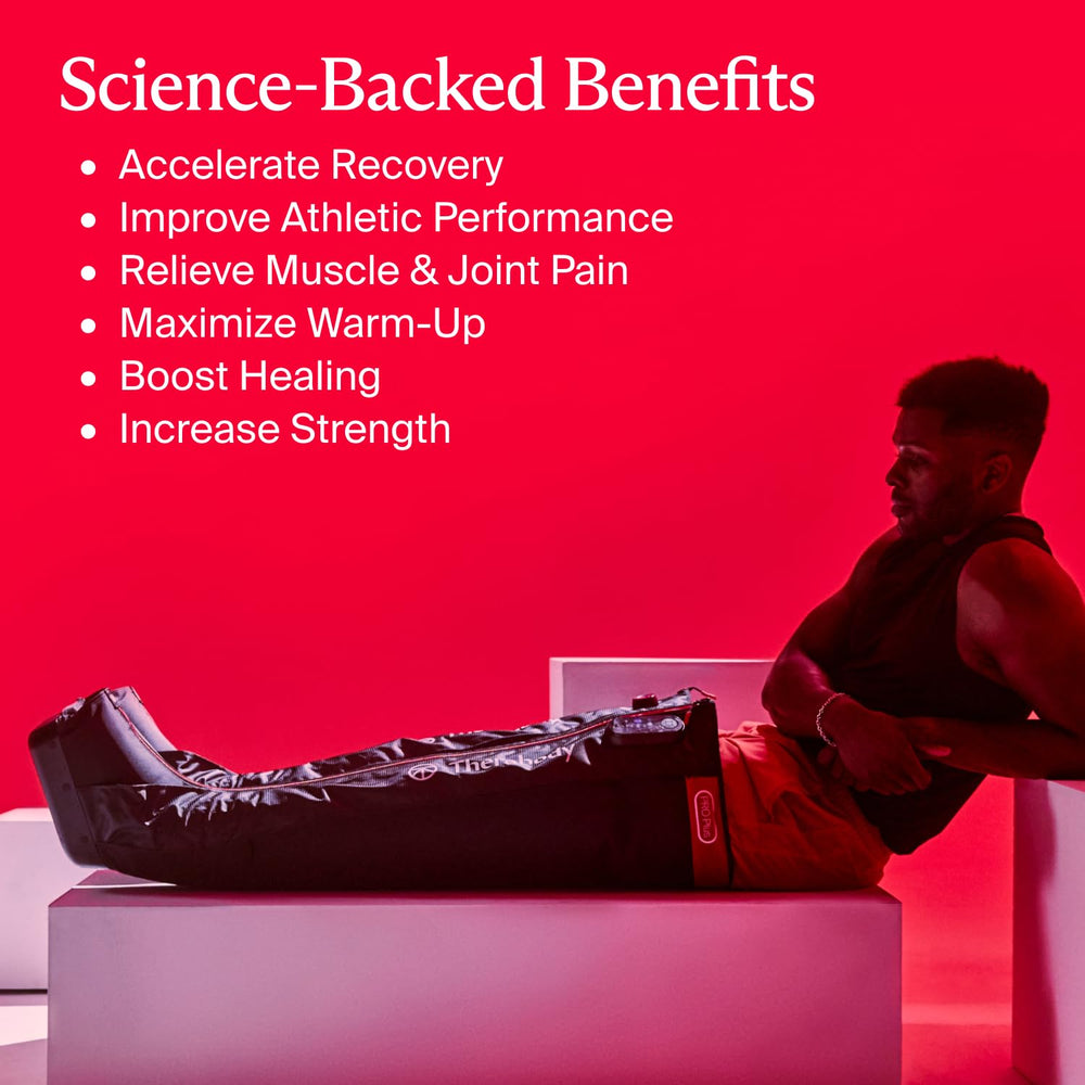 TheraBody JetBoots Pro Plus LED light therapy delivering recovery illumination
