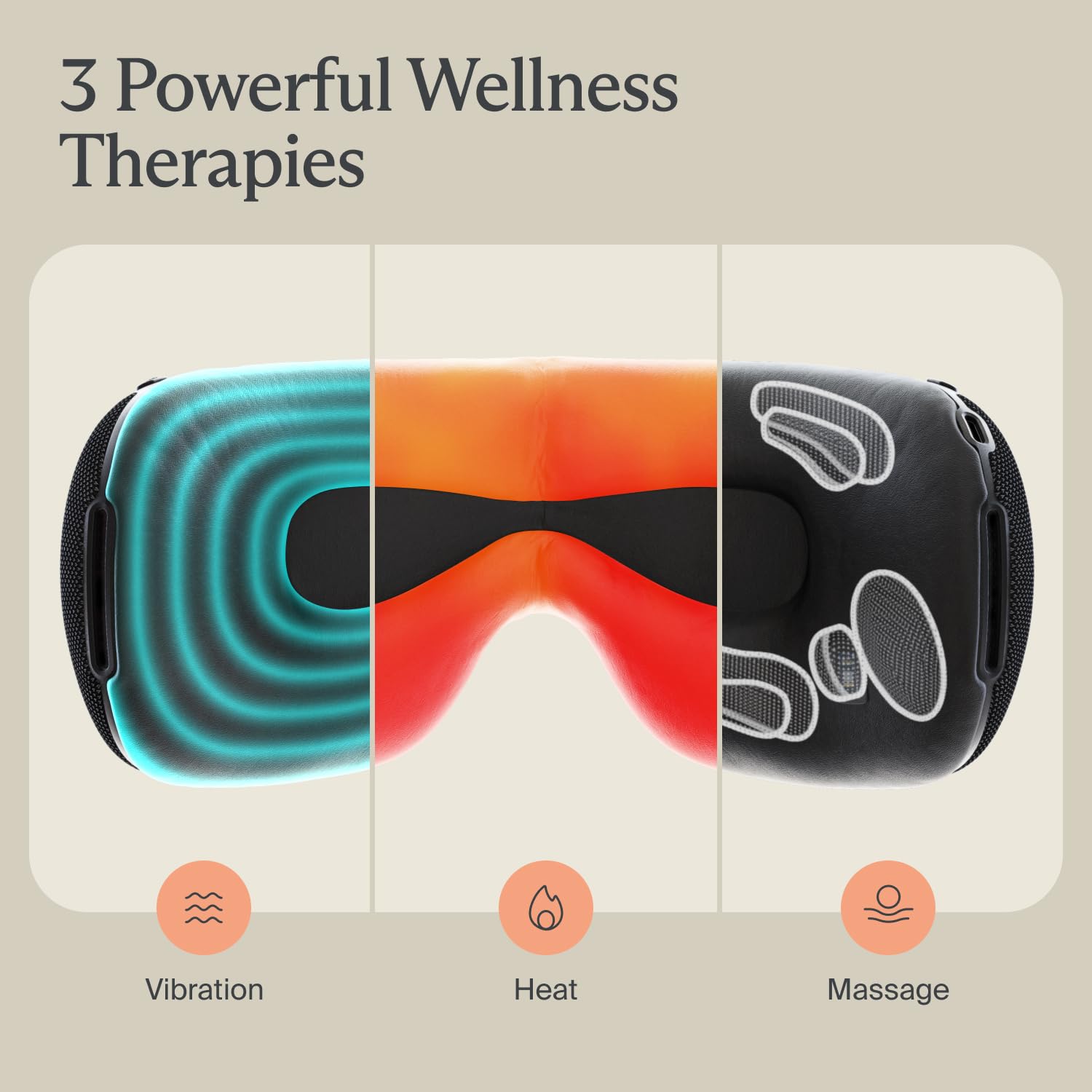 TheraGun SmartGoggles vibration therapy targets brows for relaxation.