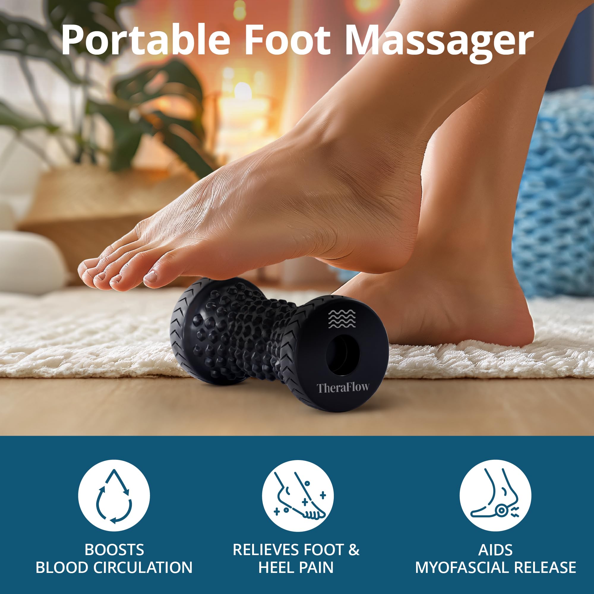 TheraFlow Foot Massager 360-degree acupressure nubs target feet