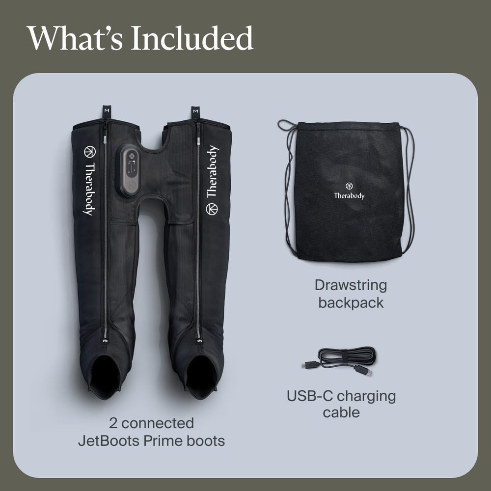 TheraGun JetBoots Prime charging while in use for uninterrupted sessions.