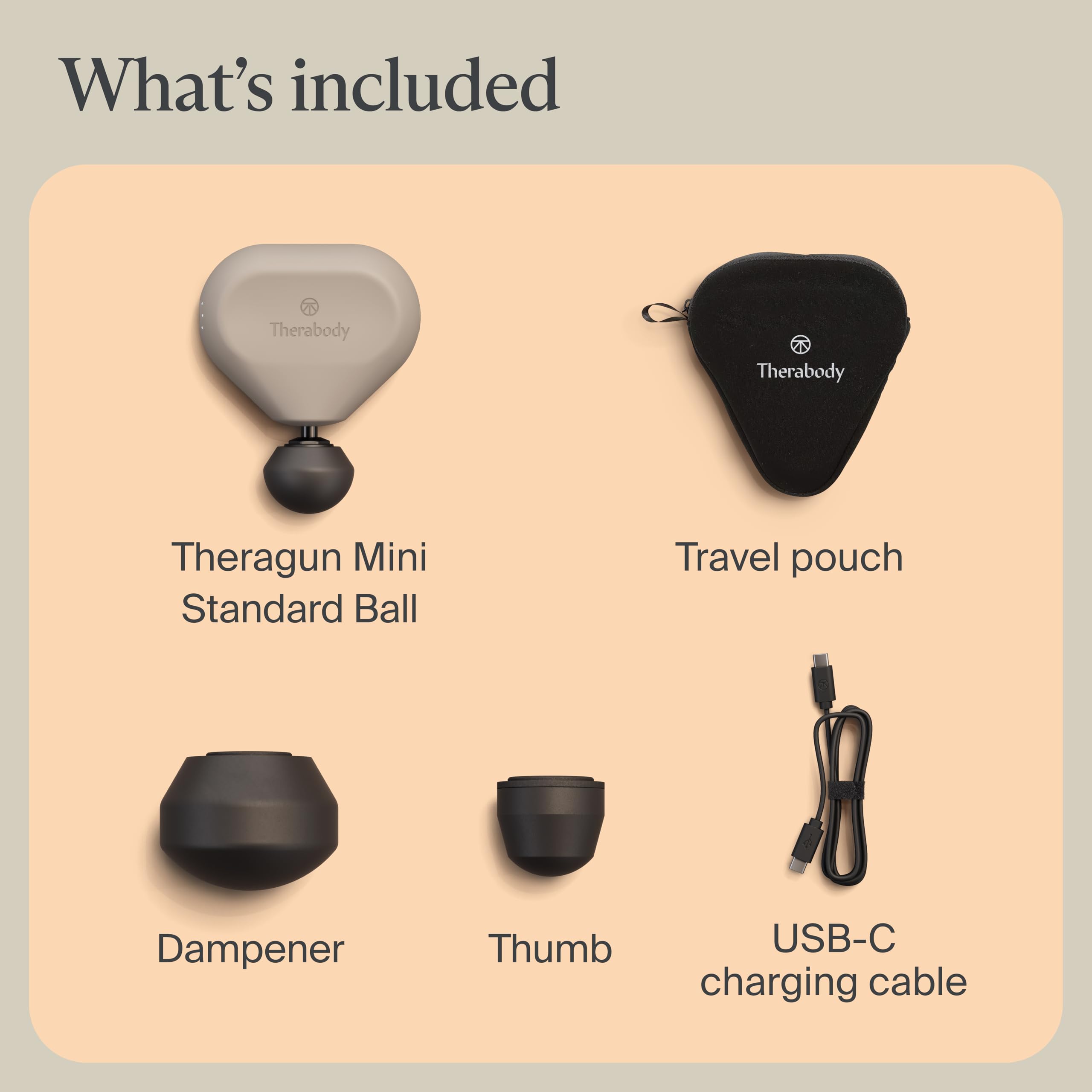 Ergonomic palm grip of Theragun Mini fits easily in your hand.