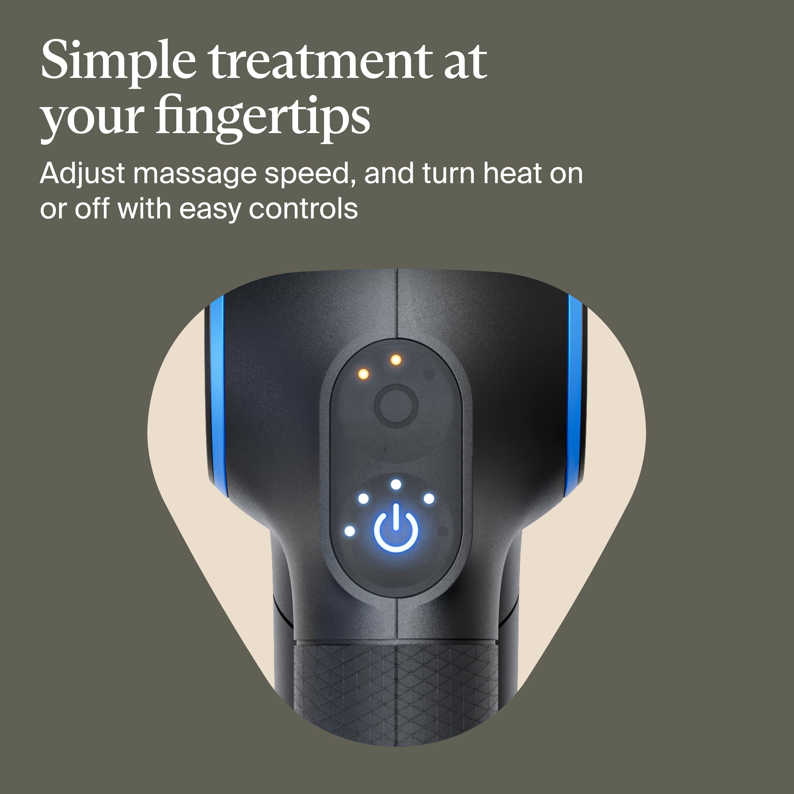 TheraGun Prime Plus heat therapy on back area to ease stiffness.