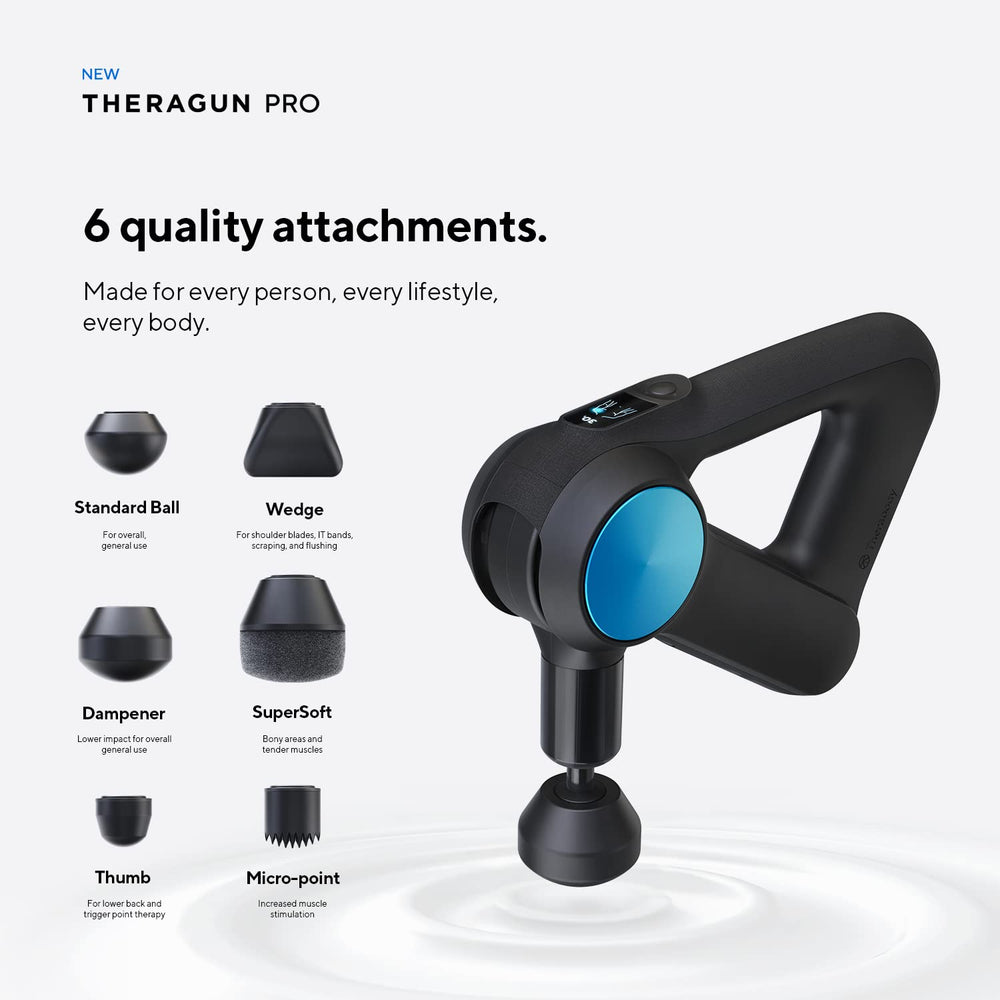 TheraGun Pro in use on shoulder for quick tension release
