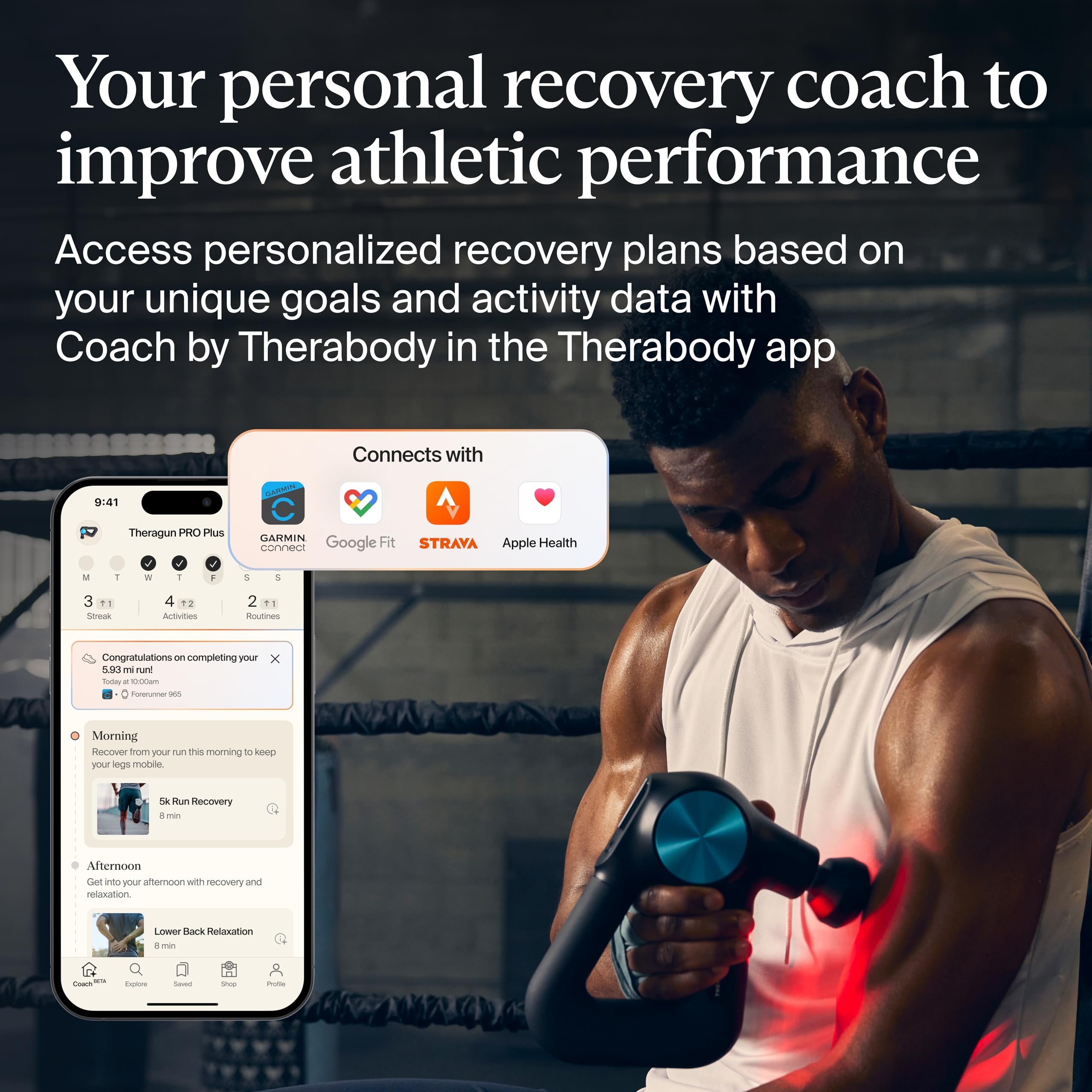 Theragun PRO Plus biometric breath visualization for mindful sessions