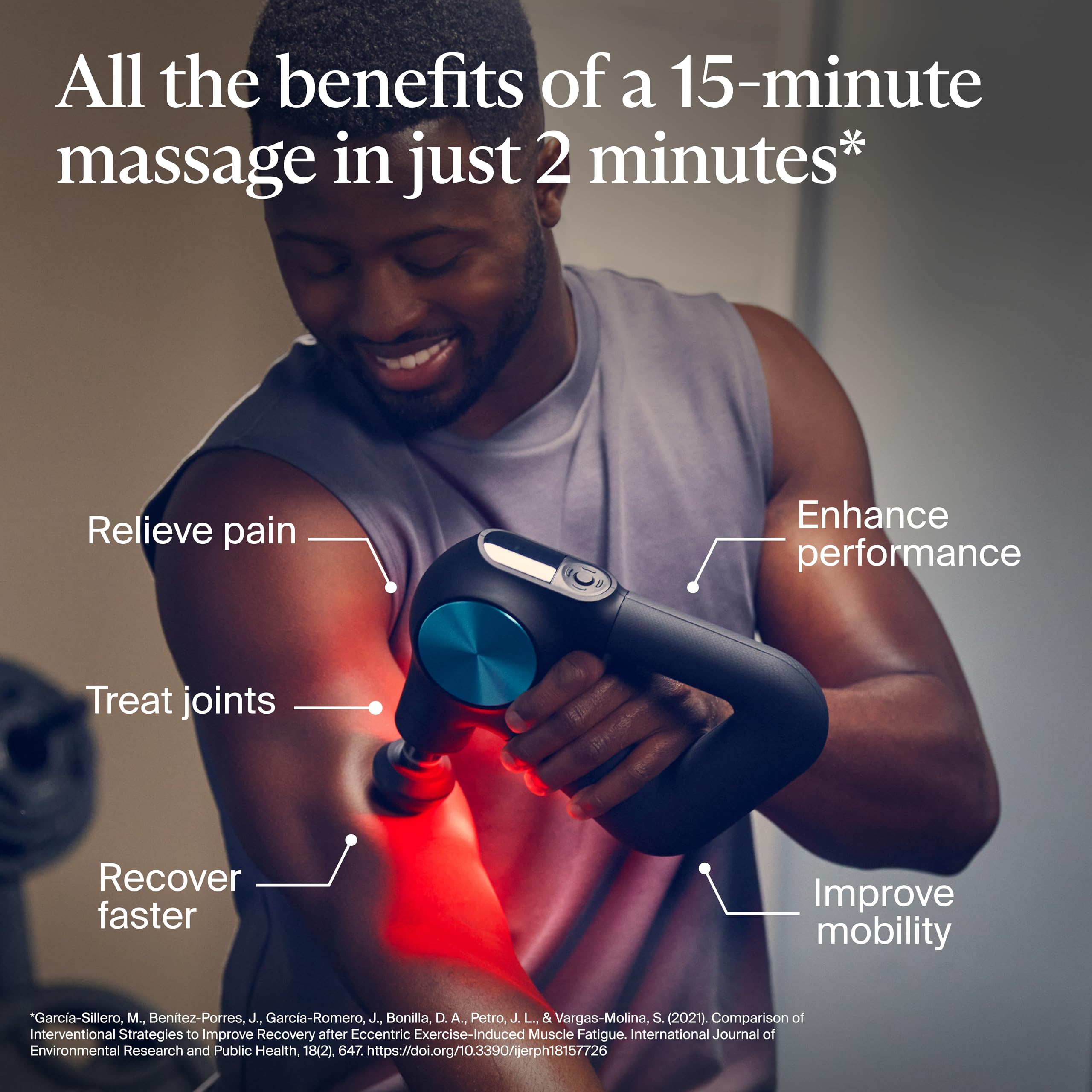 Theragun PRO Plus delivering percussion therapy for post-workout recovery