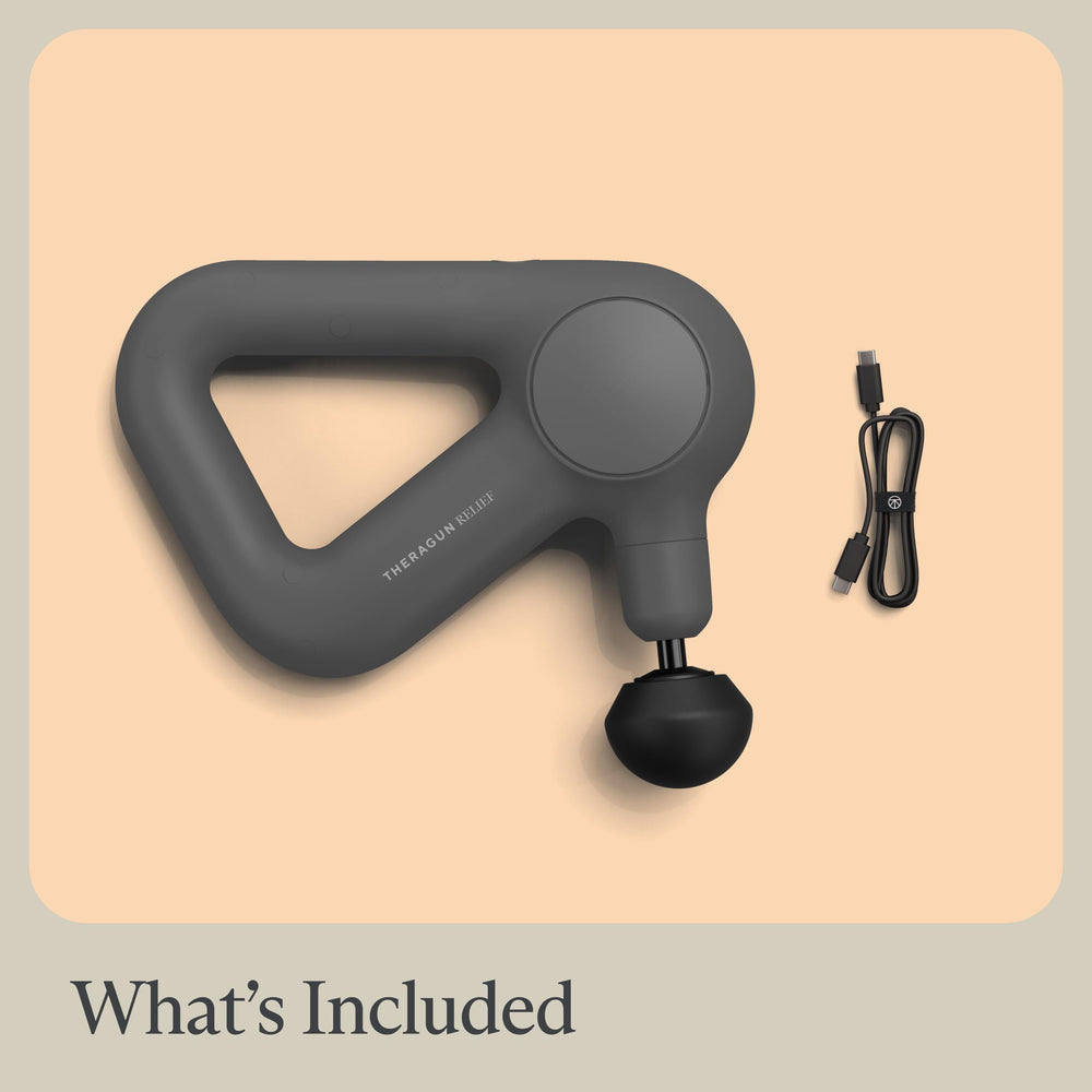 TheraGun Relief gray whisper quiet motor for distraction free sessions