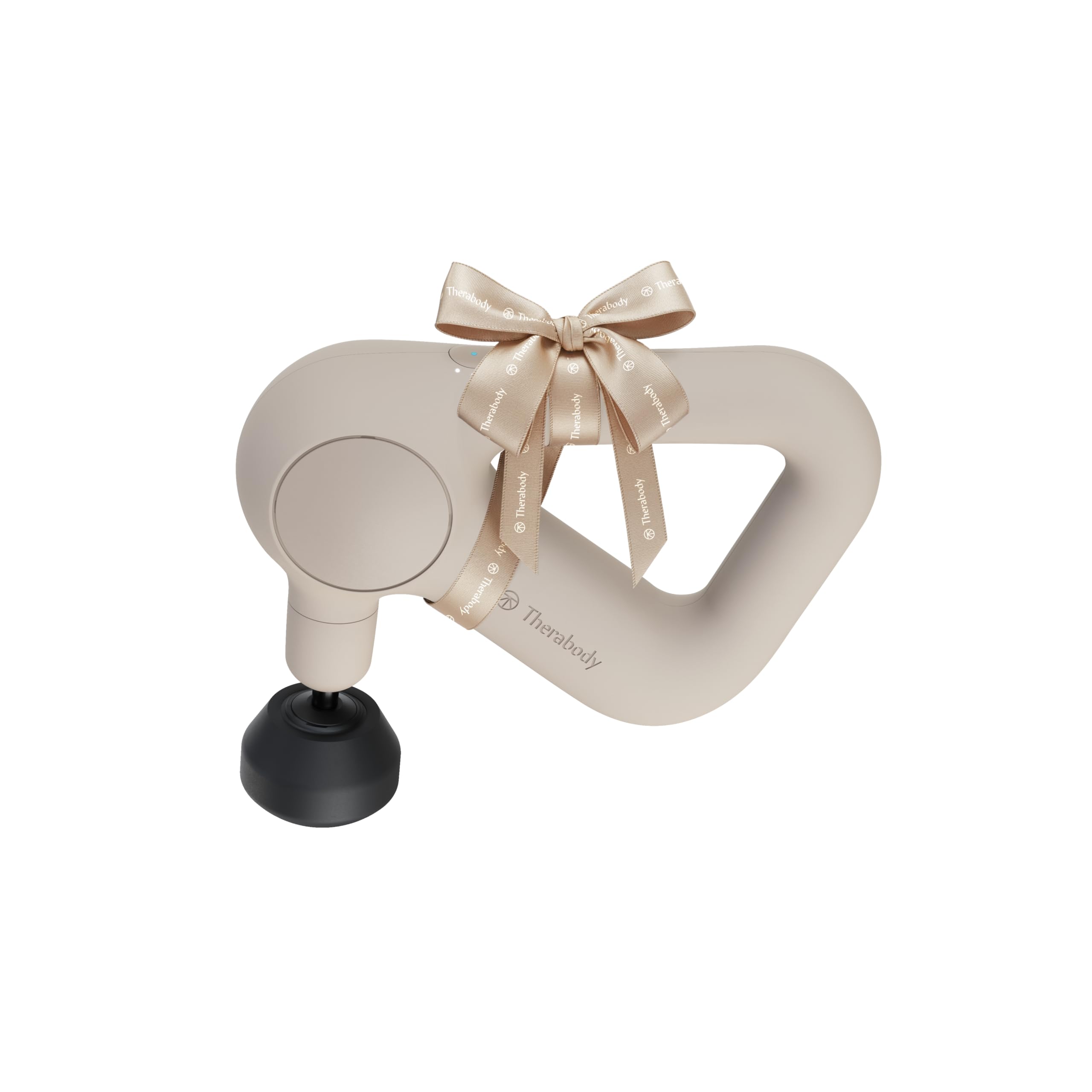TheraGun Relief handheld massage gun in sand color for quick muscle relief.