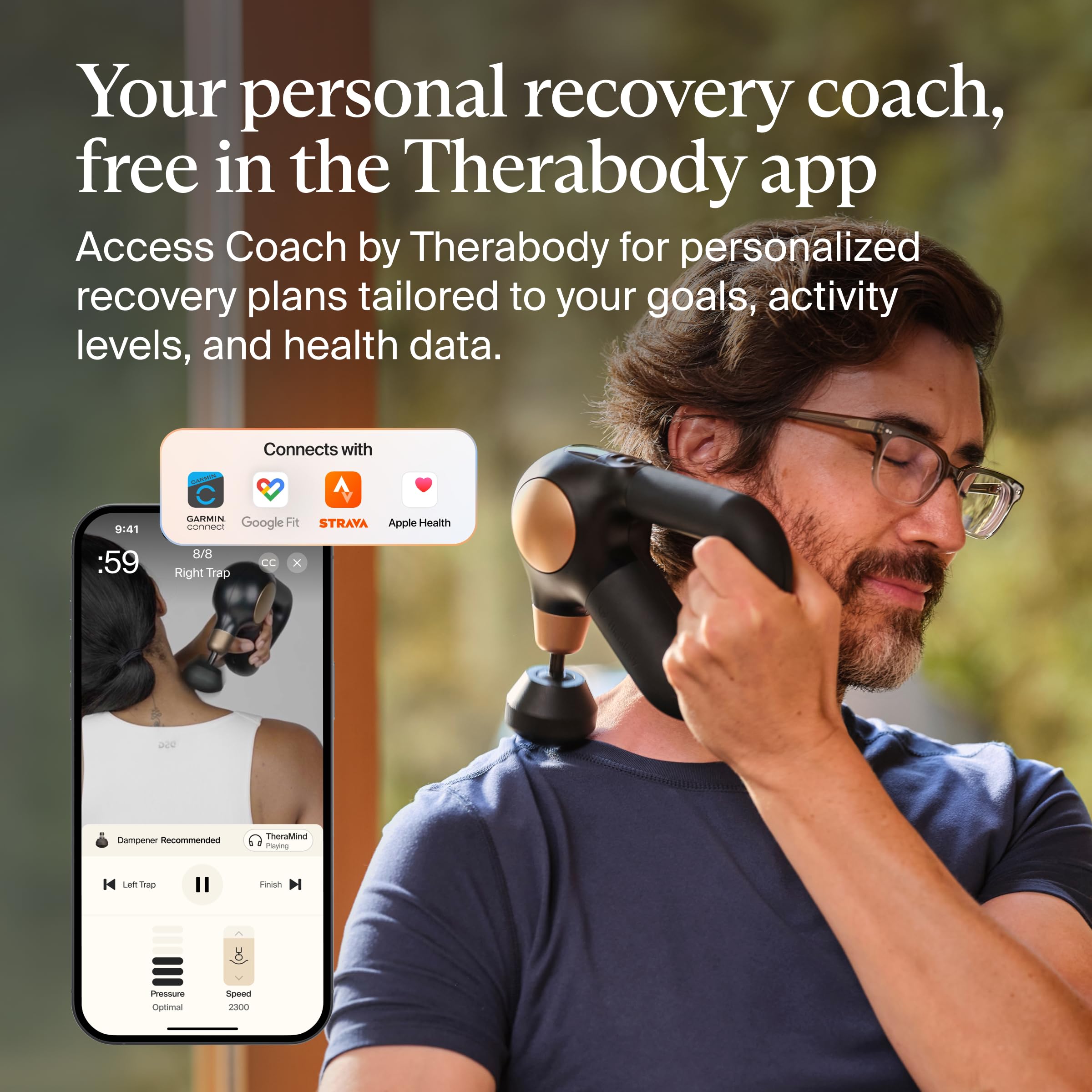 TheraGun Sense used on back and shoulders for relief.