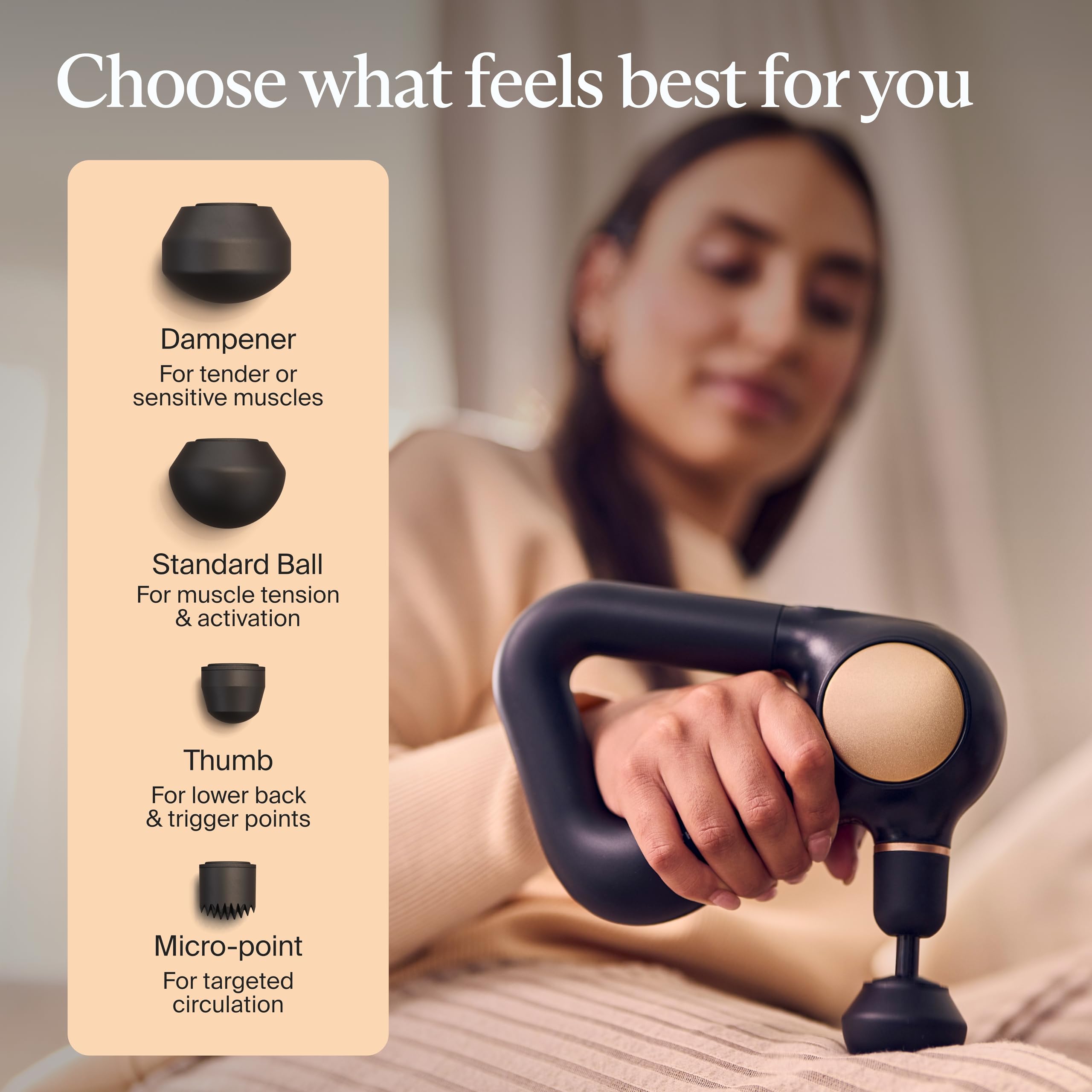 TheraGun Sense LCD screen shows step-by-step routines