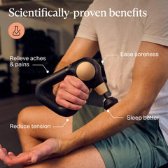 TheraGun Sense triangle grip enables easy reach for tough areas.
