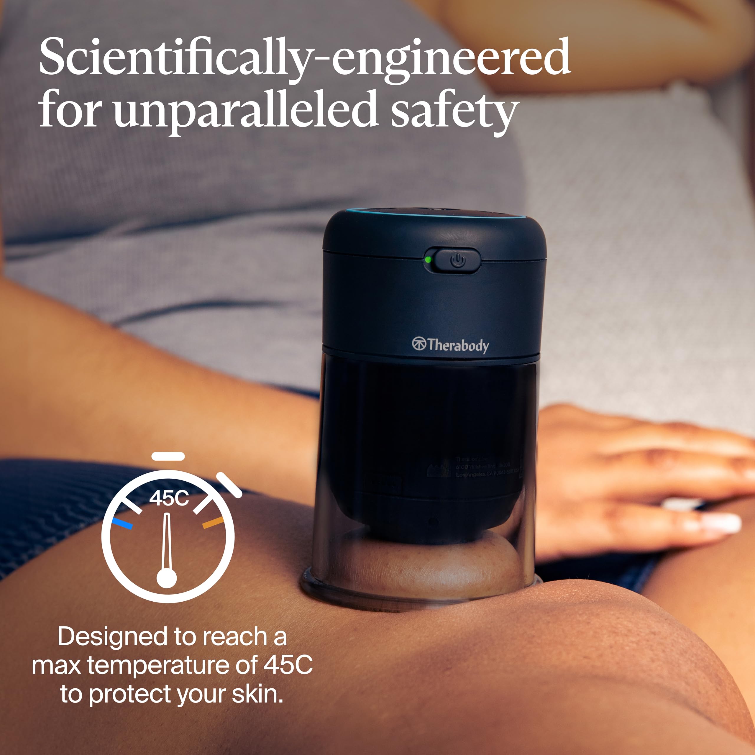 Theragun Theracup portable case and USB‑C charging support on‑the‑go use.