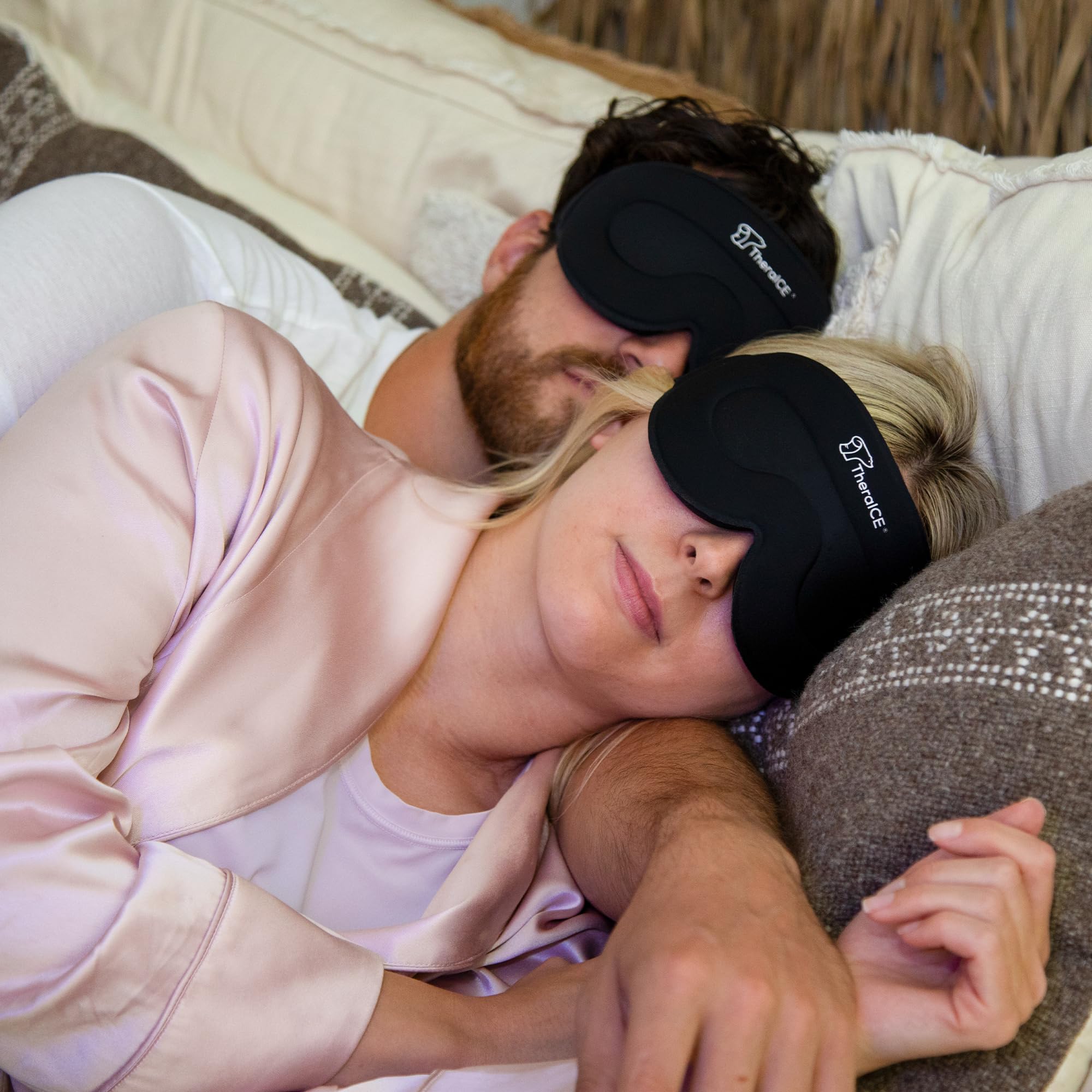 TheraICE Sleep Mask soft plush material offers gentle comfort around eyes.