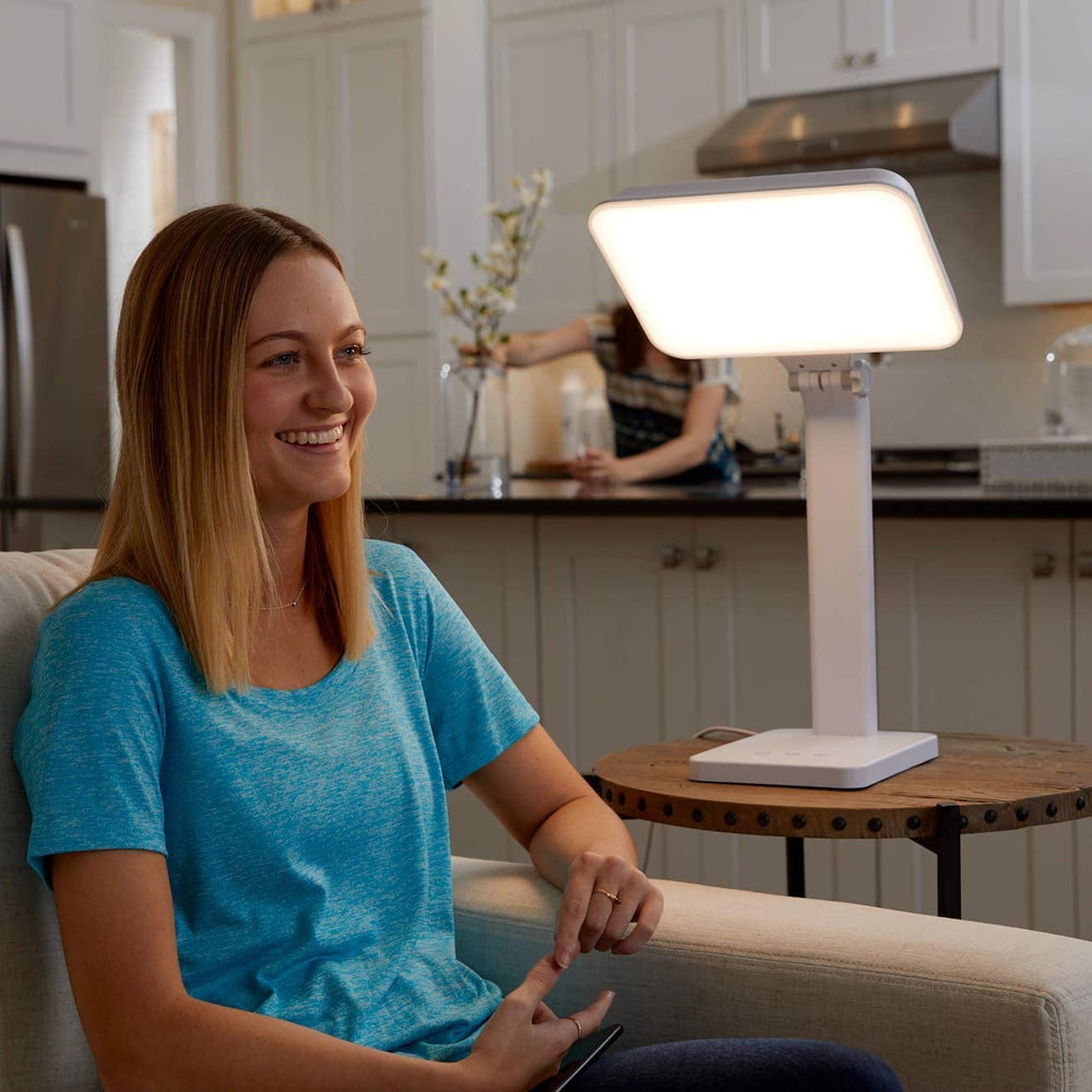 Theralite Aura Bright control panel with four settings for customizable light therapy