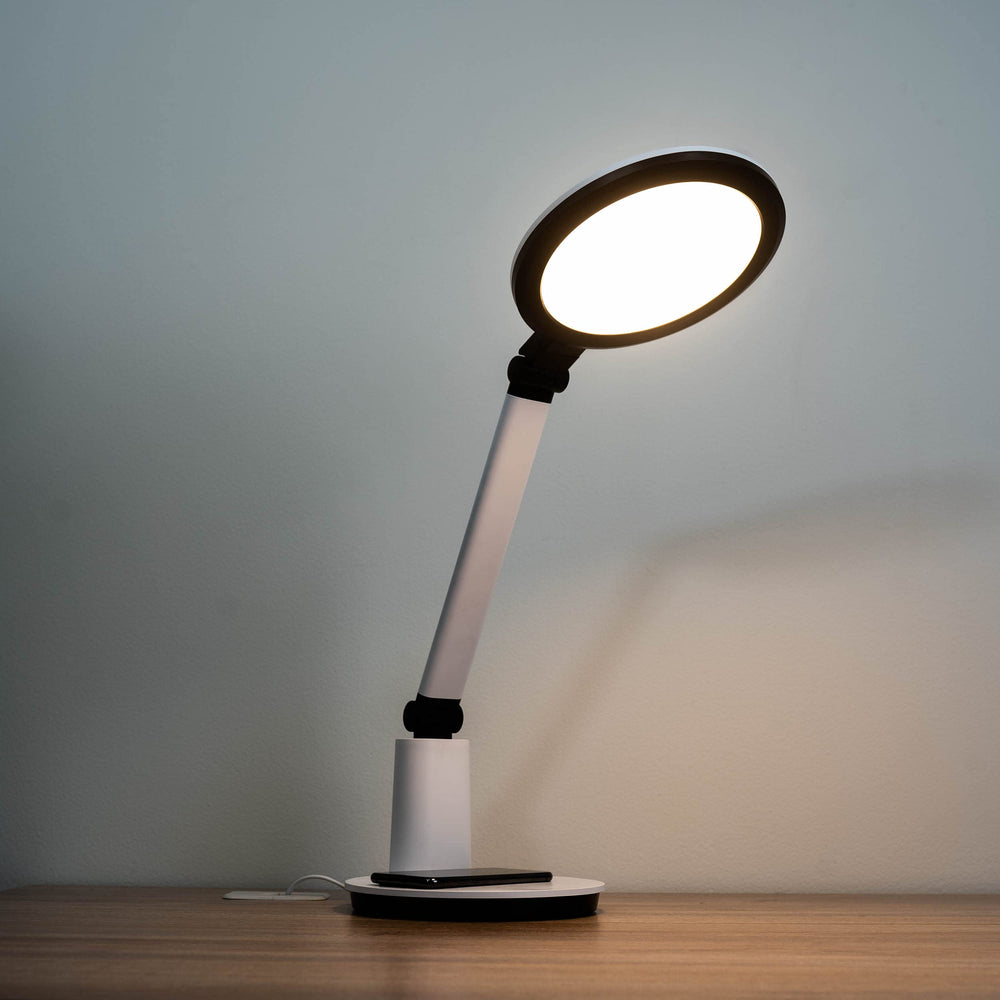 Light projected downward as recommended for effective therapy.