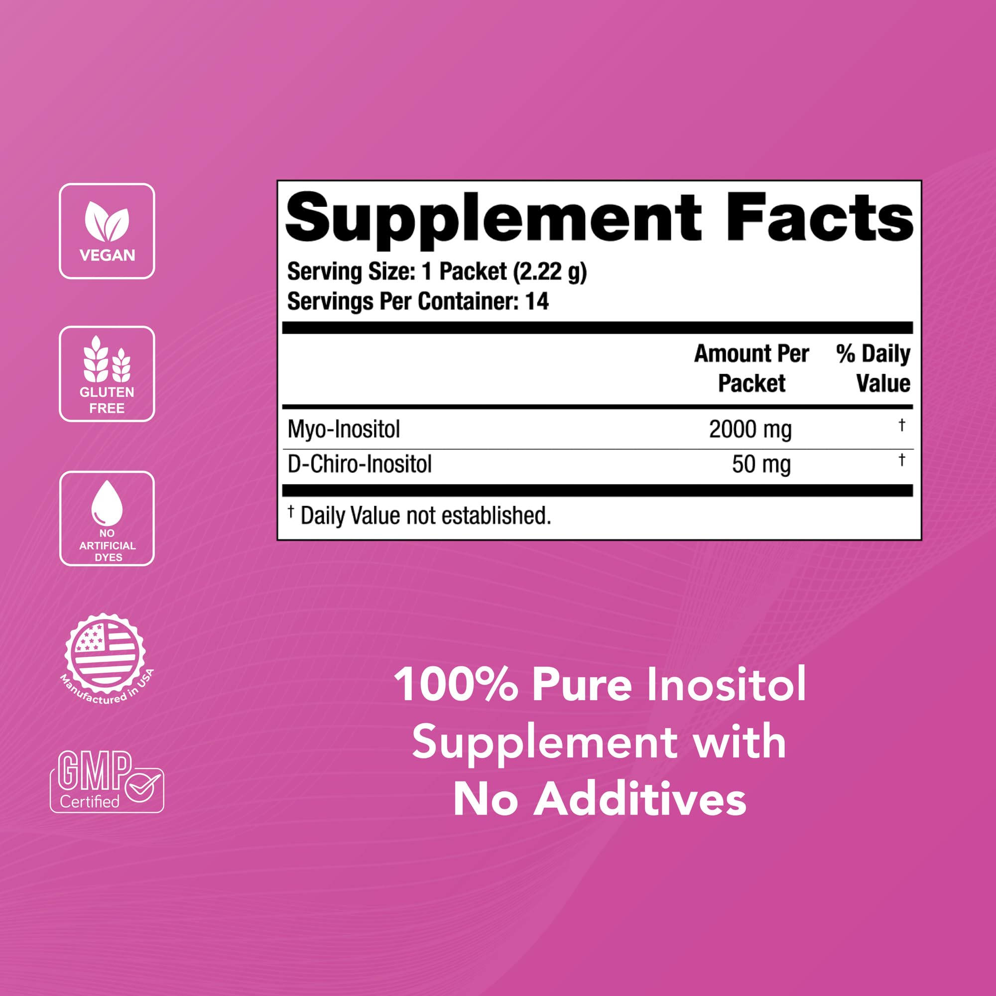 Vegan and gluten-free badge signals pure formulation.