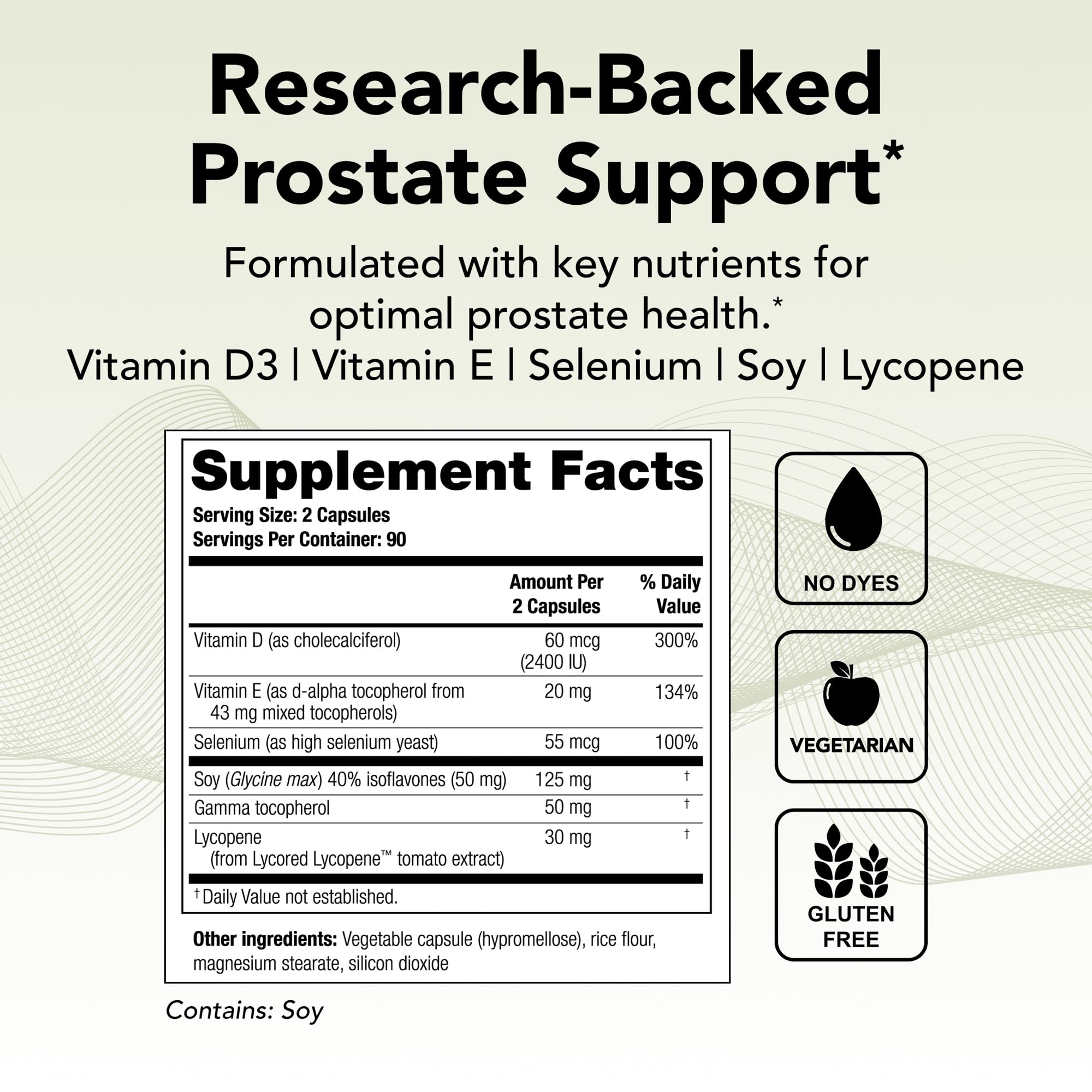 Theralogix Prostate 2.4 capsules closeup showing vegan and gluten free formula