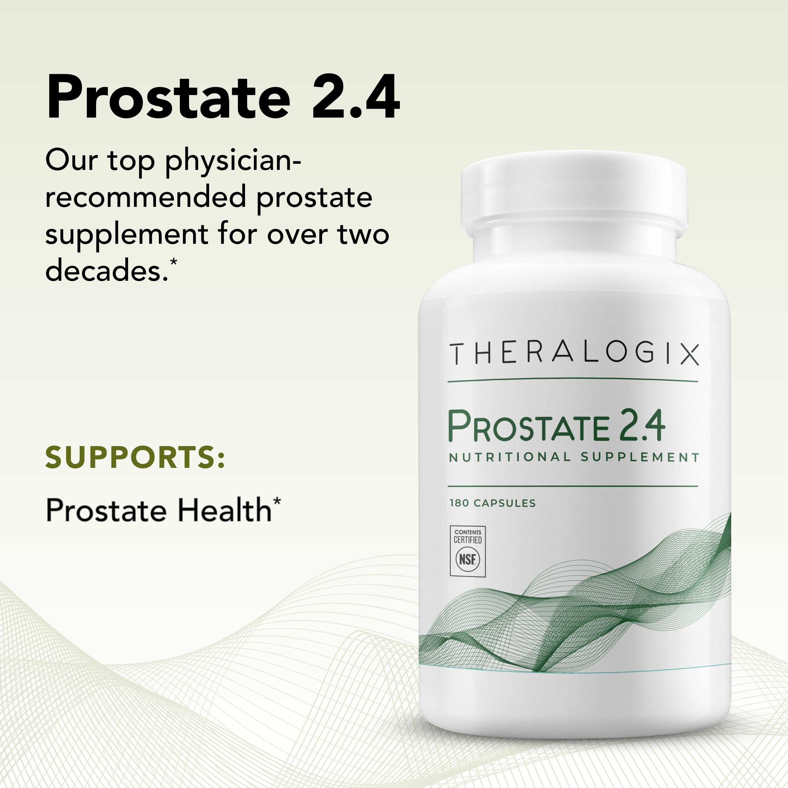 Key ingredients graphic for Theralogix Prostate 2.4 featuring lycopene and vitamins