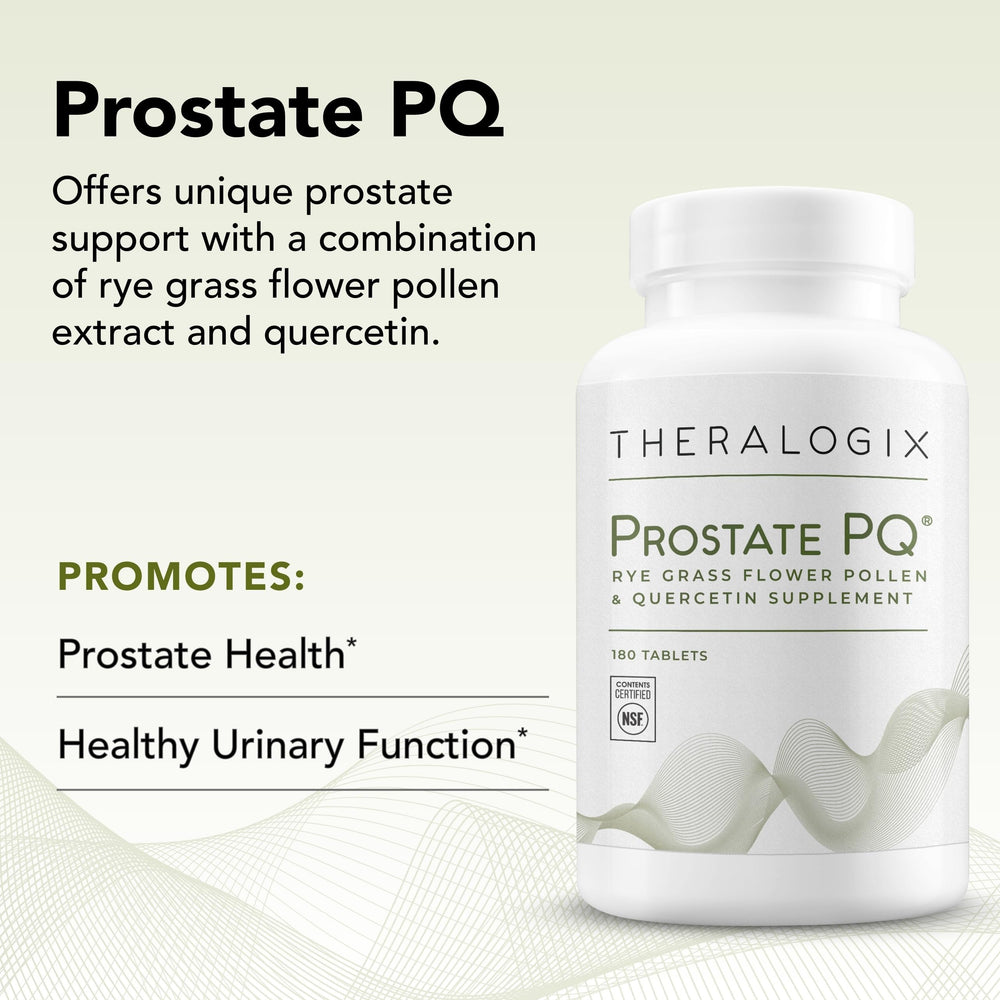 Theralogix Prostate PQ rye grass pollen image highlights natural formulation for pelvic health.