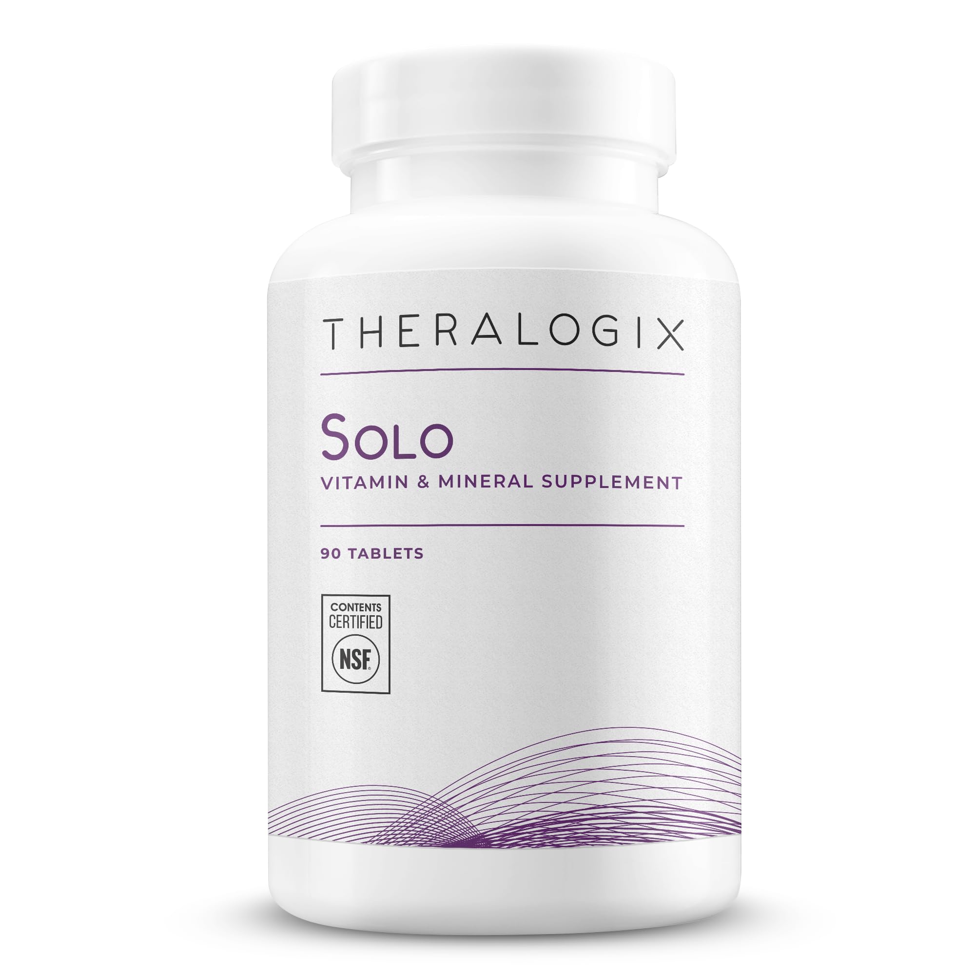 Theralogix Solo iron-free multivitamin bottle front for daily wellness