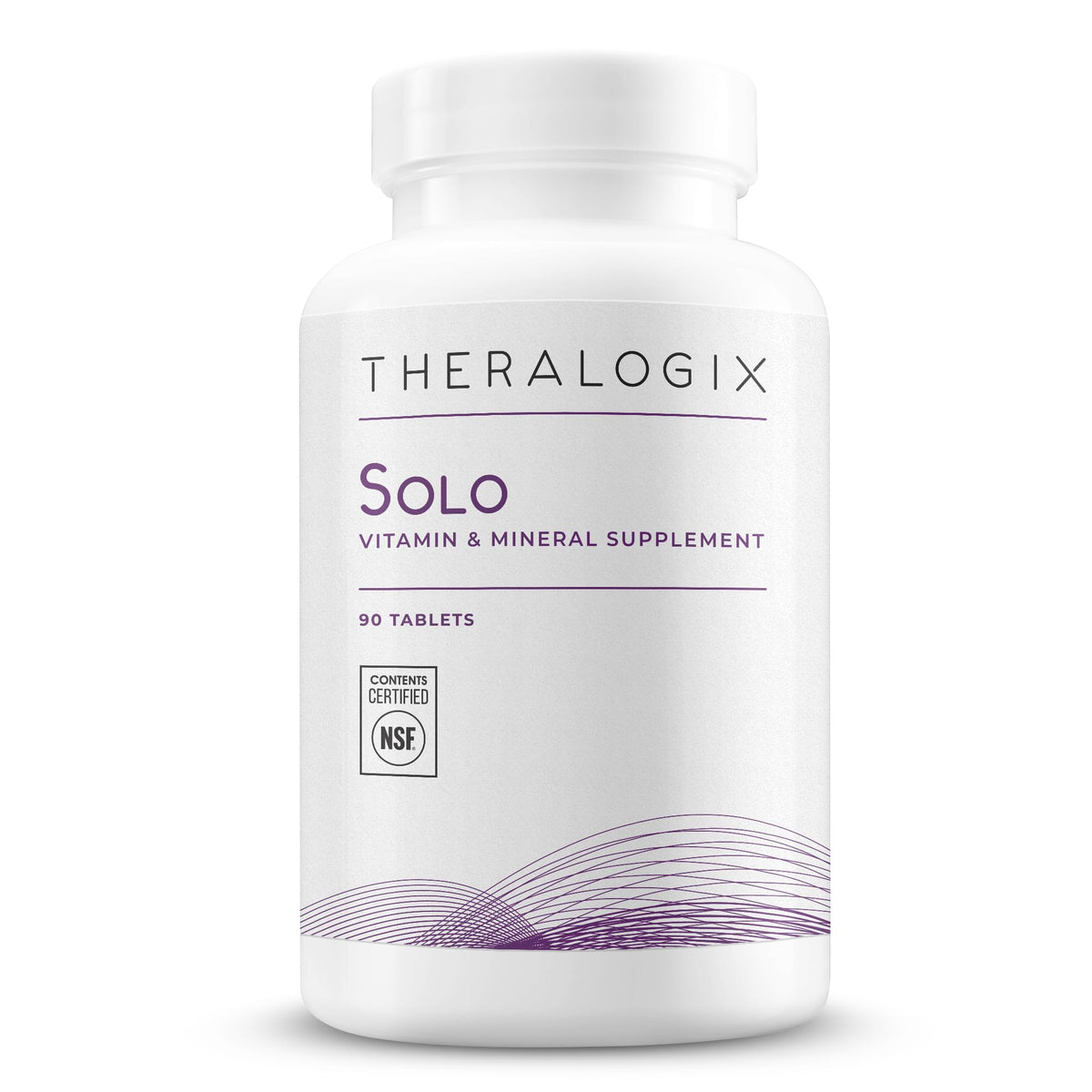 Theralogix Solo iron-free multivitamin bottle front for daily wellness