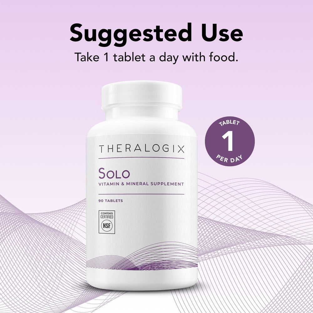Theralogix Solo tablets in hand suggesting a convenient daily routine