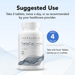 Theralogix TheraCal D4000 tablets close-up, easy-to-swallow calcium citrate