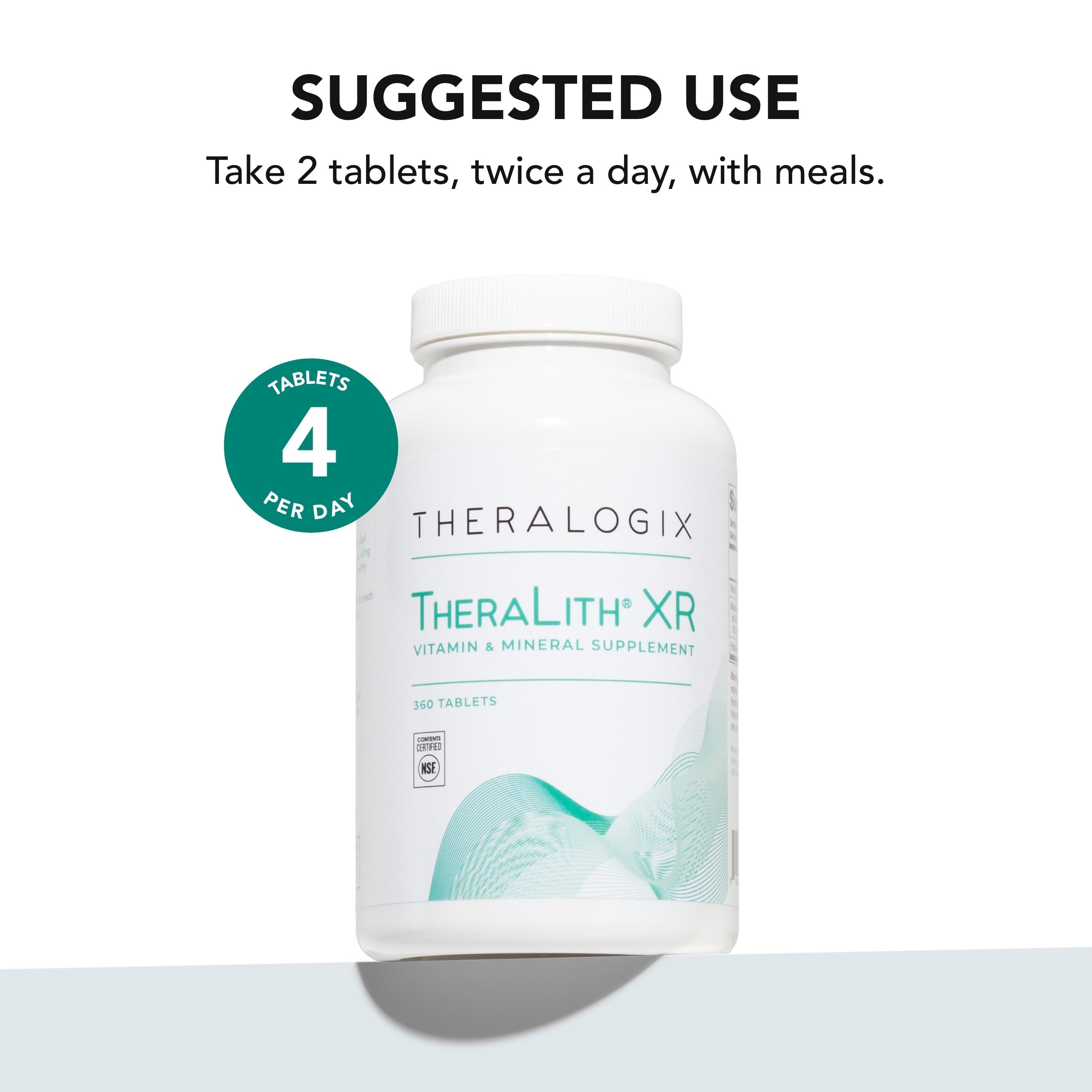 Theralogix TheraLith XR label shows key ingredients and NSF certification.