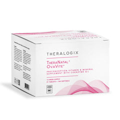 Theralogix TheraNatal OvaVite bottle showing essential preconception vitamins for daily use