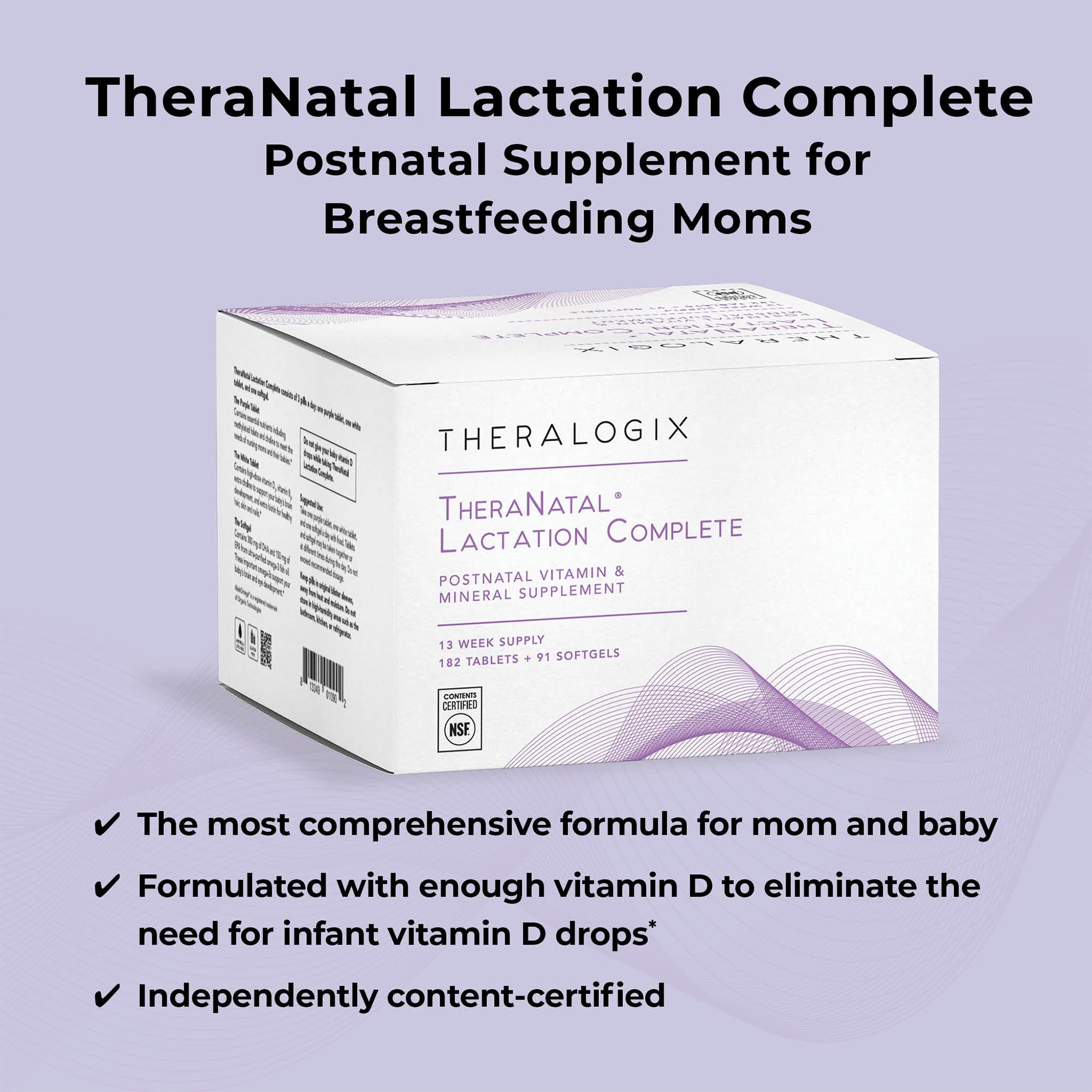 Theralogix TheraNatal softgels bottle shows DHA and choline for mom and baby nourishment