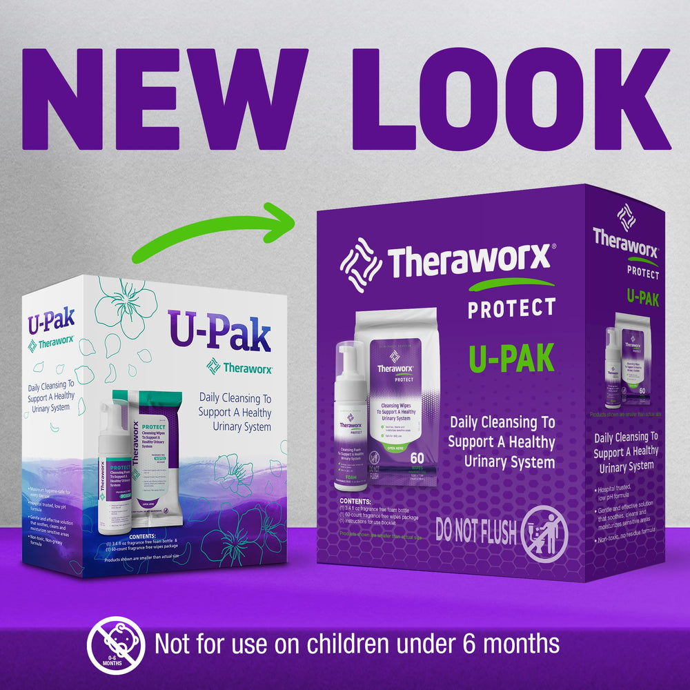 Theraworx Protect UPAK foam 3.4 oz container, soothing daily care for sensitive areas.