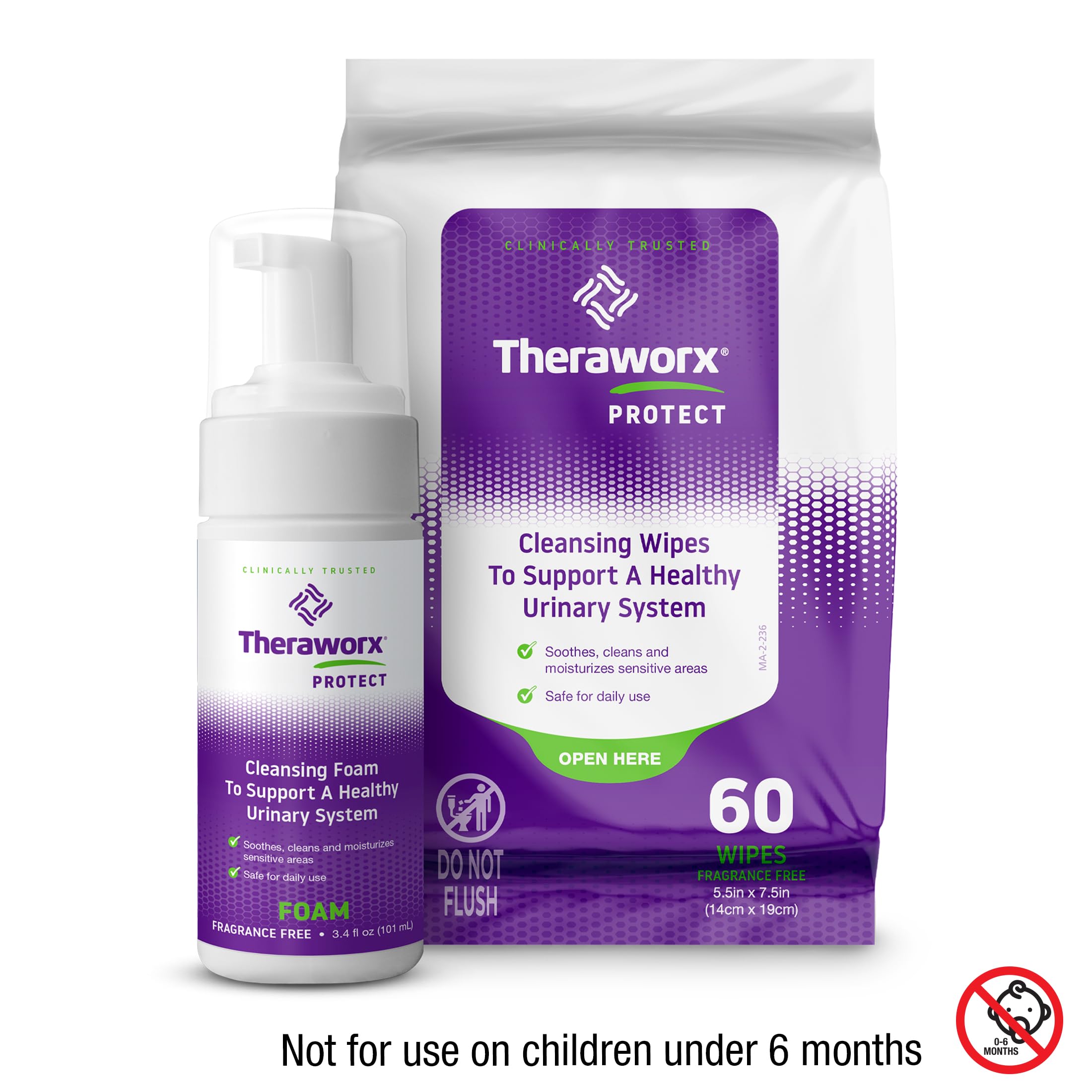 Theraworx Protect UPAK foam dispenser, fragrance-free and pH-balanced.
