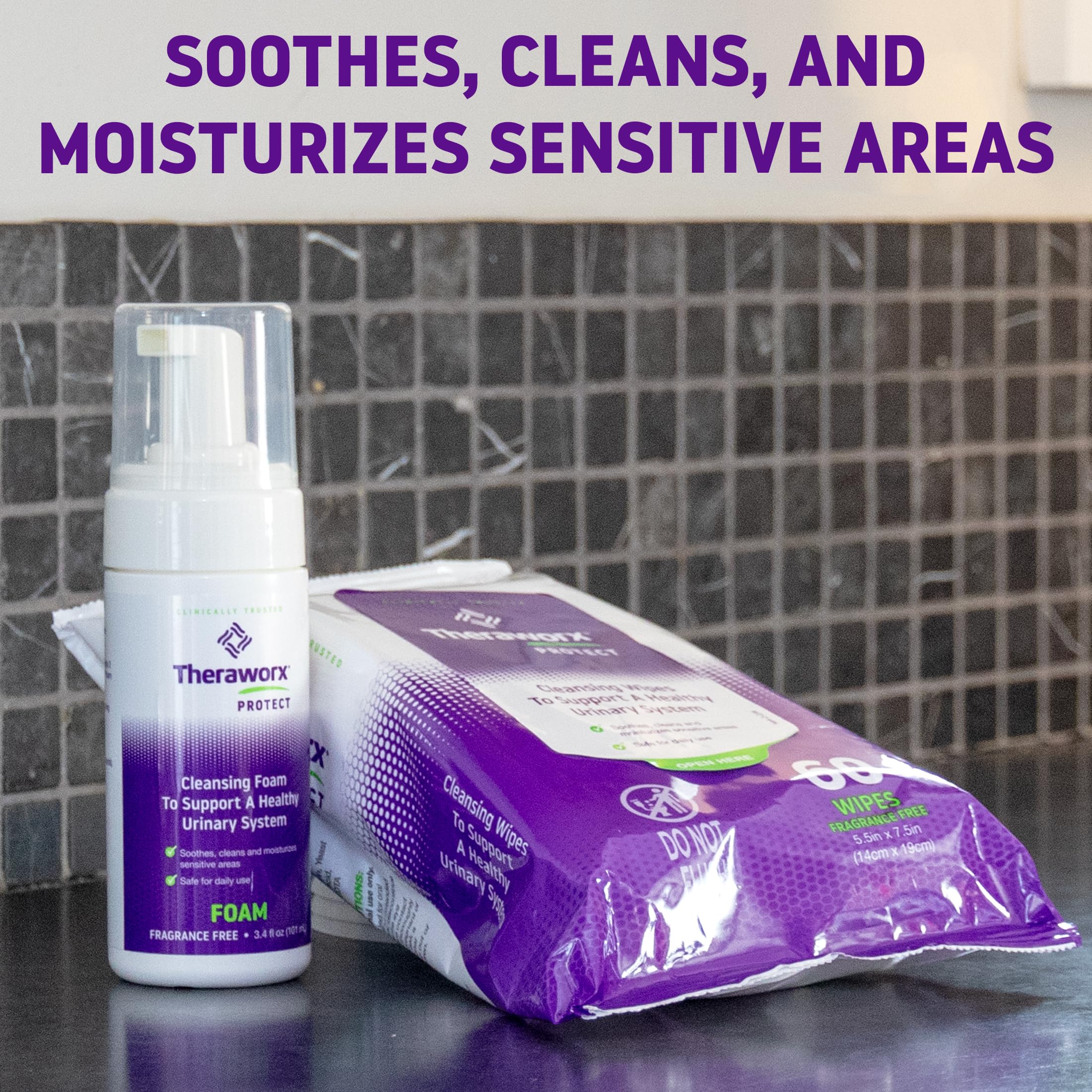 Usage scenario with Theraworx Protect UPAK for hygienic daily care.
