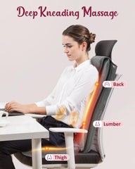 THERAZZAGGE back massager heat function adds gentle warmth.