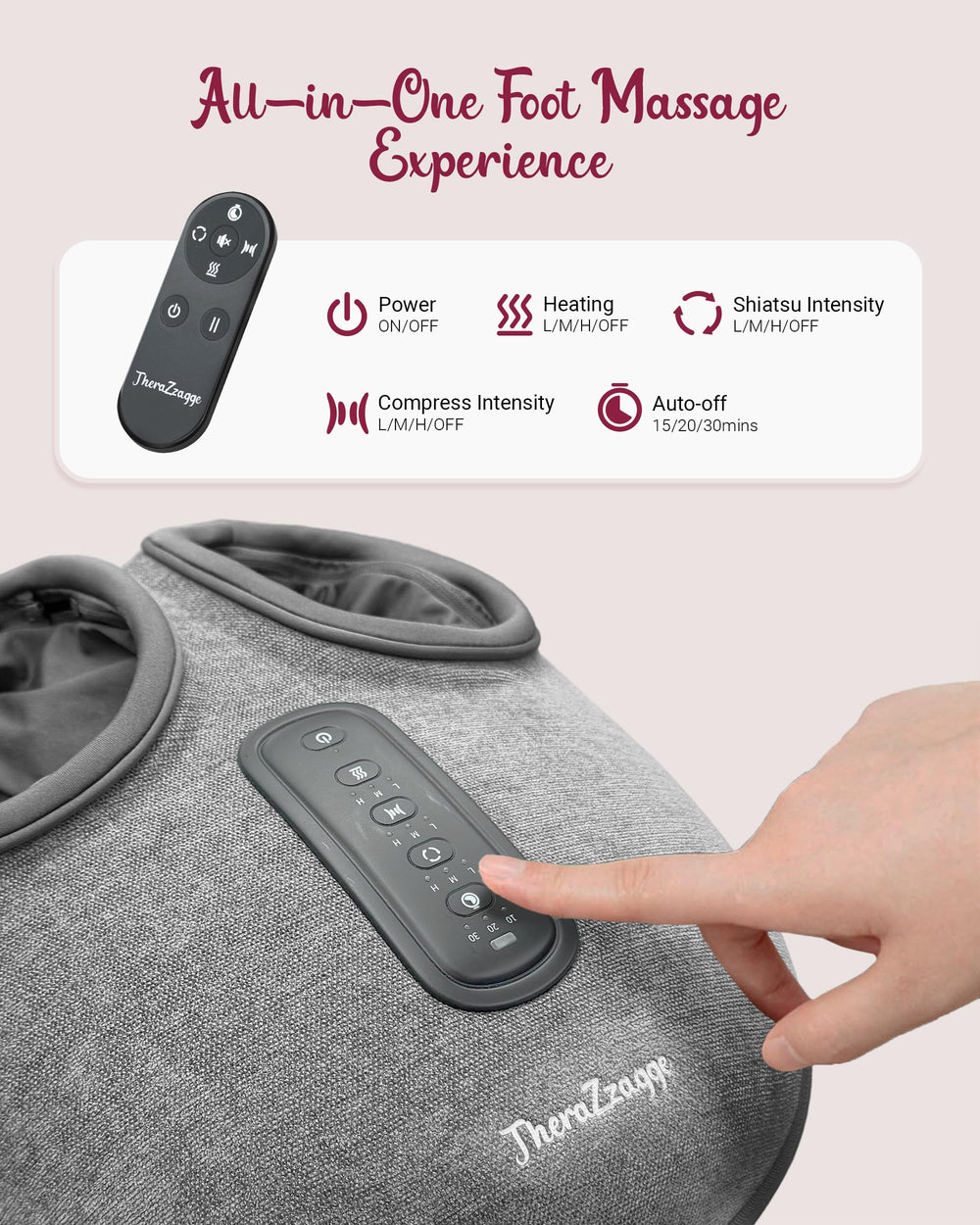 THERAZZAGGE foot massager with 30 deep kneading nodes for targeted relief