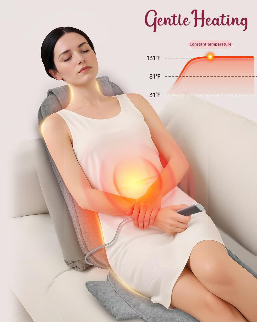 THERAZZAGGE detachable pad adapts to height for comfortable fit.