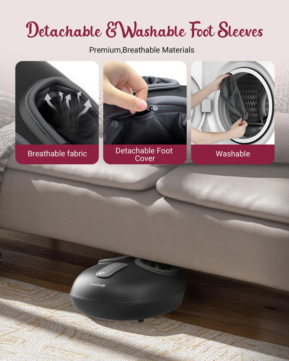 THERAZZAGGE compact design stays lightweight and portable.